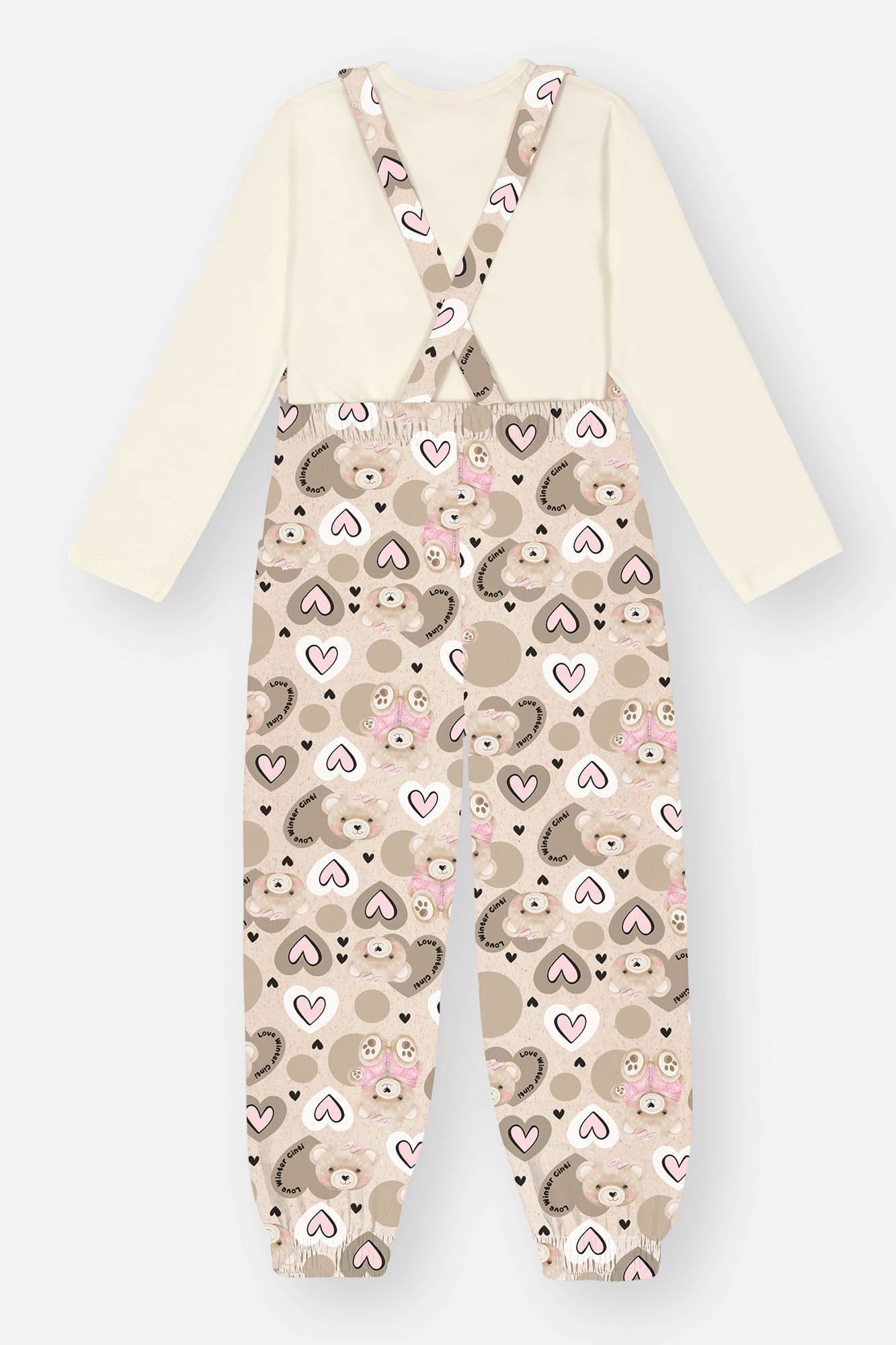 Jardineira Infantil Cinti Inverno Ursinhos e Blusa Manga Longa Branca