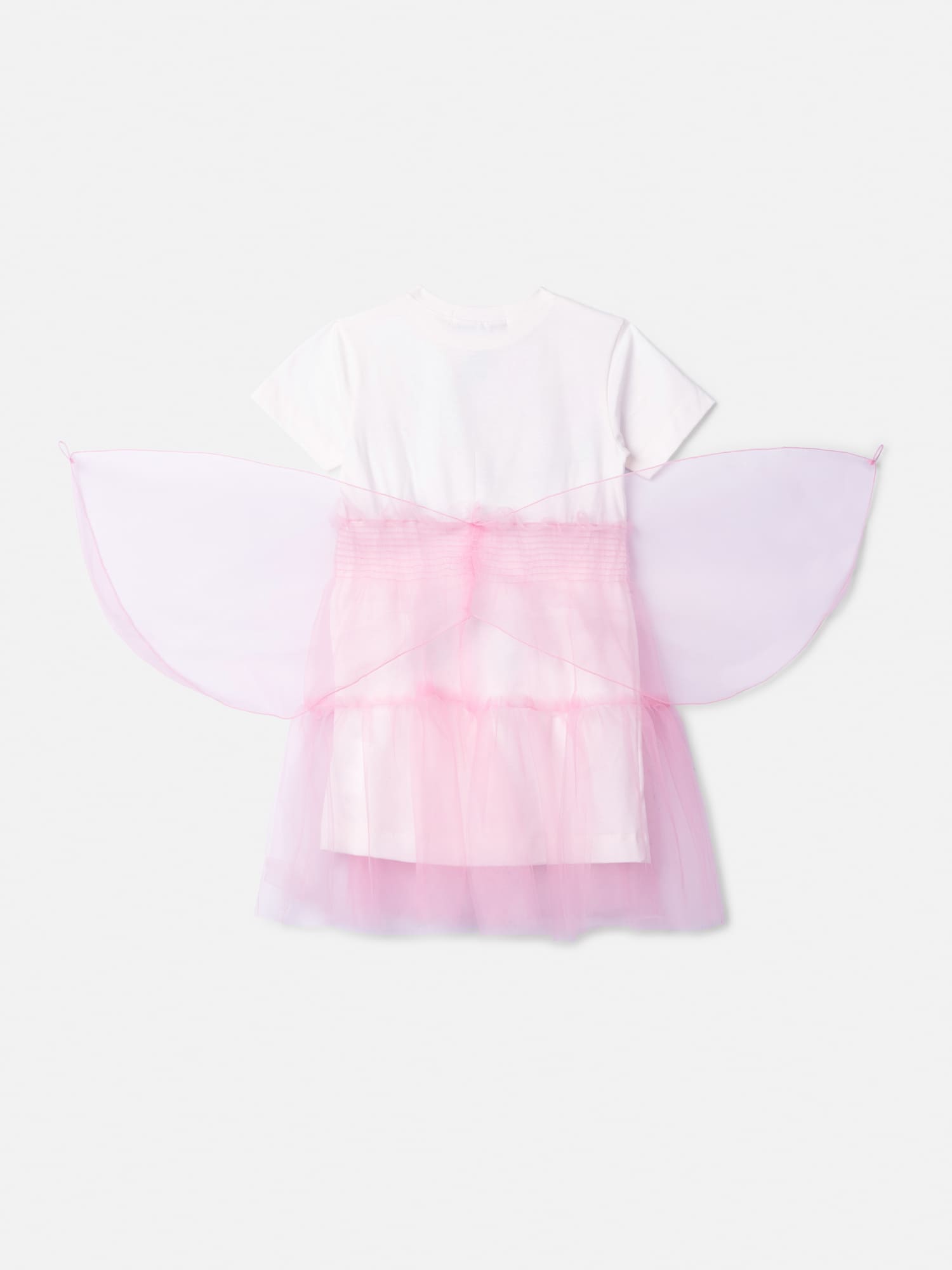 Vestido Infantil Animê Verão Branco com Sobreposição Rosa Minnie Disney