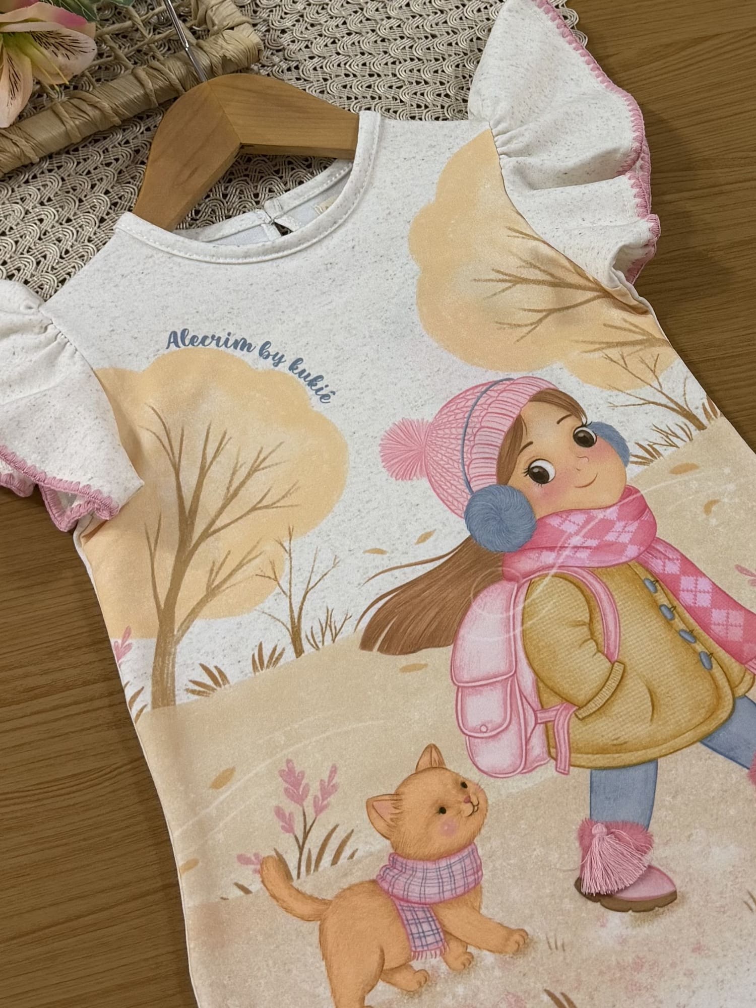 Vestido Infantil Kukiê Inverno Off White Menininha na Floresta