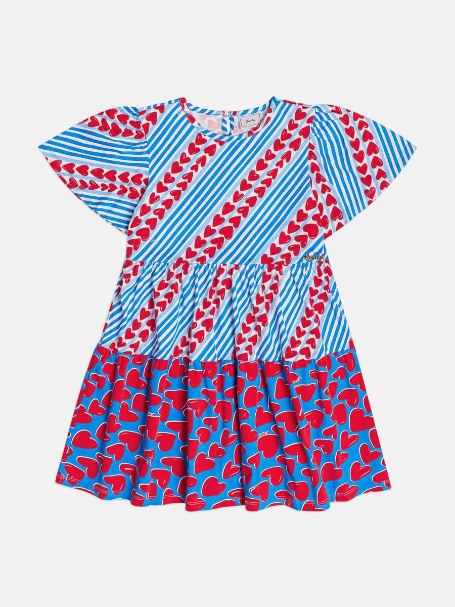 Vestido Infantil Bimbi Azul Corações