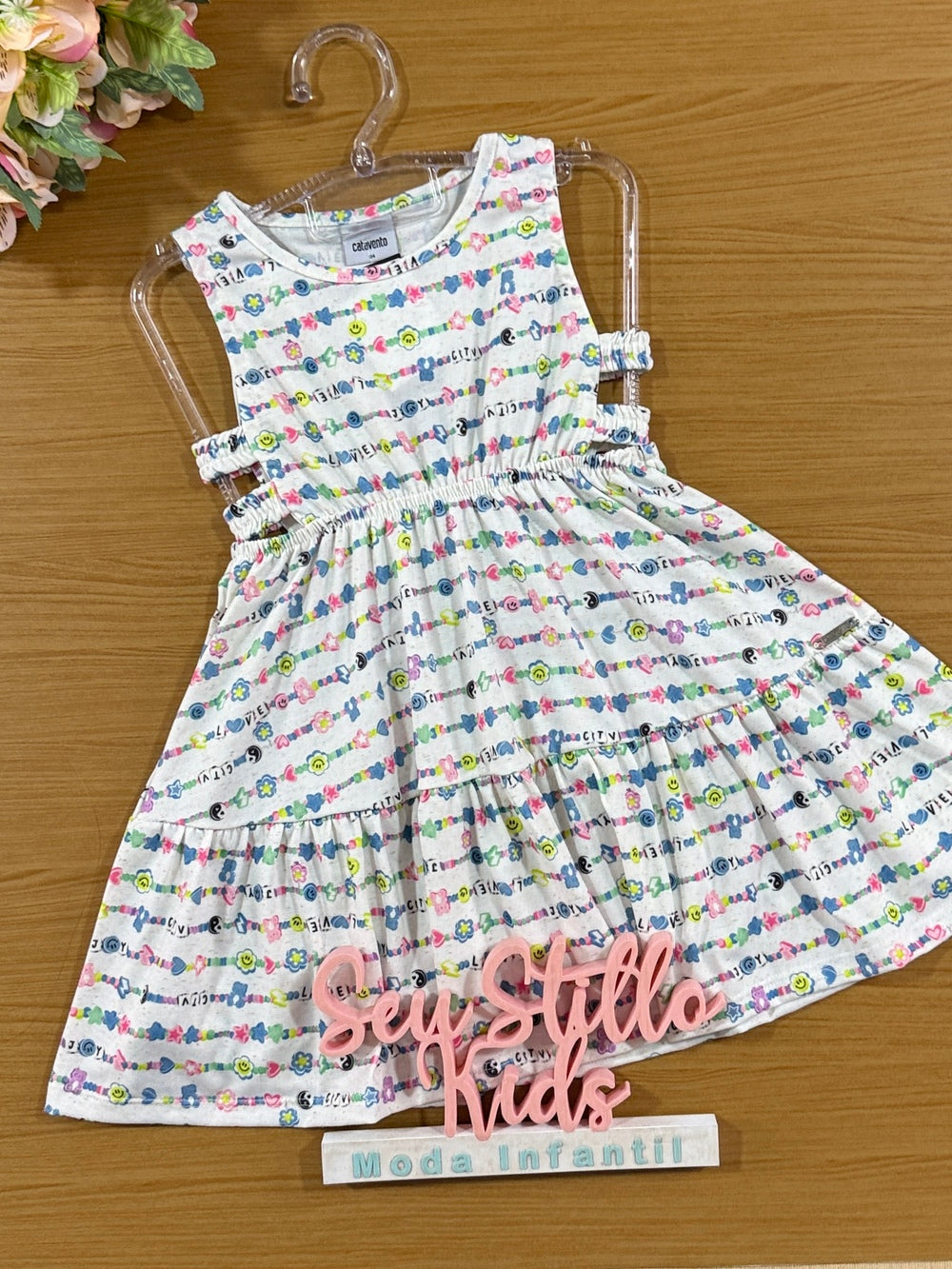 Vestido Infantil Catavento Verão Miçanga