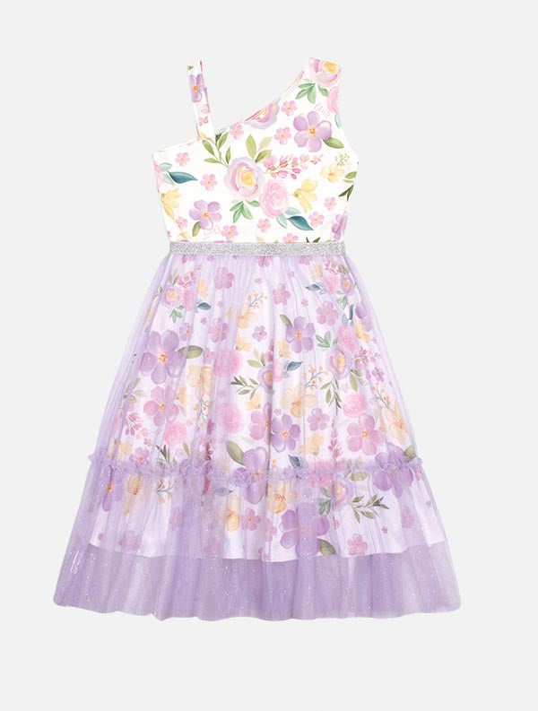 Vestido Infantil Cinti Verão Floral com Saia Tule Removível