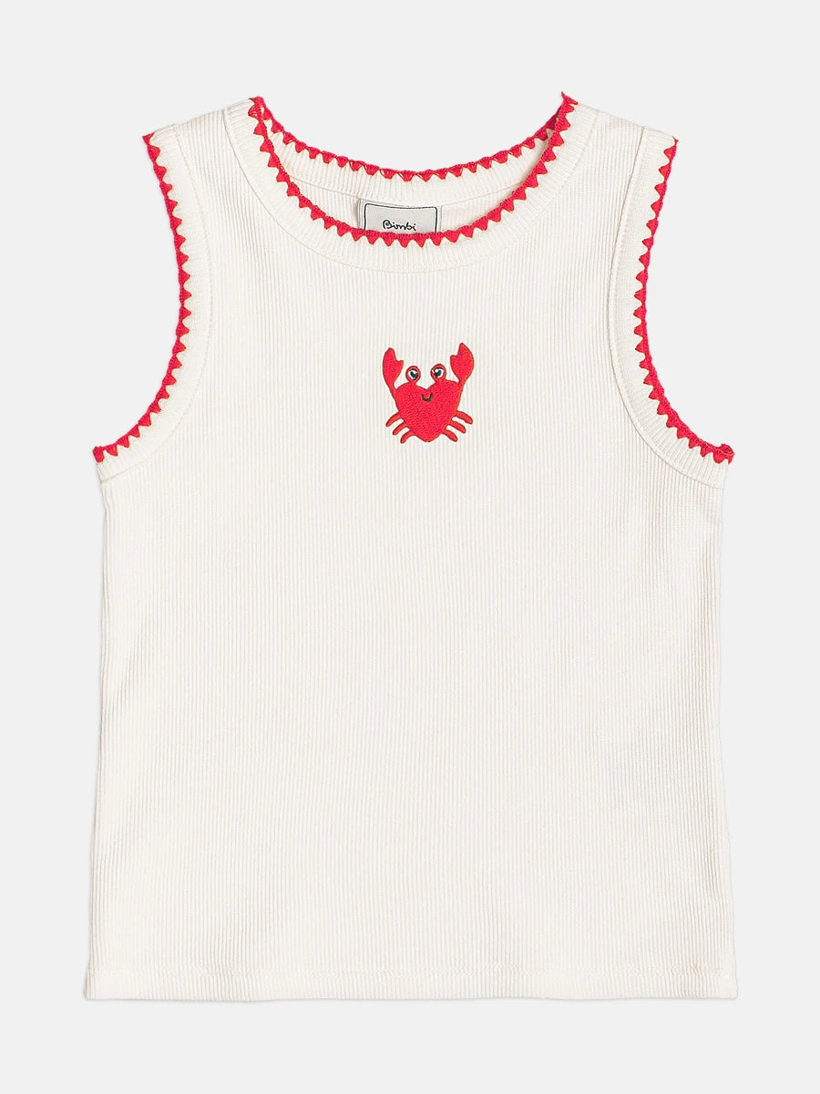 Conjunto Infantil Menina Bimbi com Shorts Saia Vermelho e Regata Caranguejo