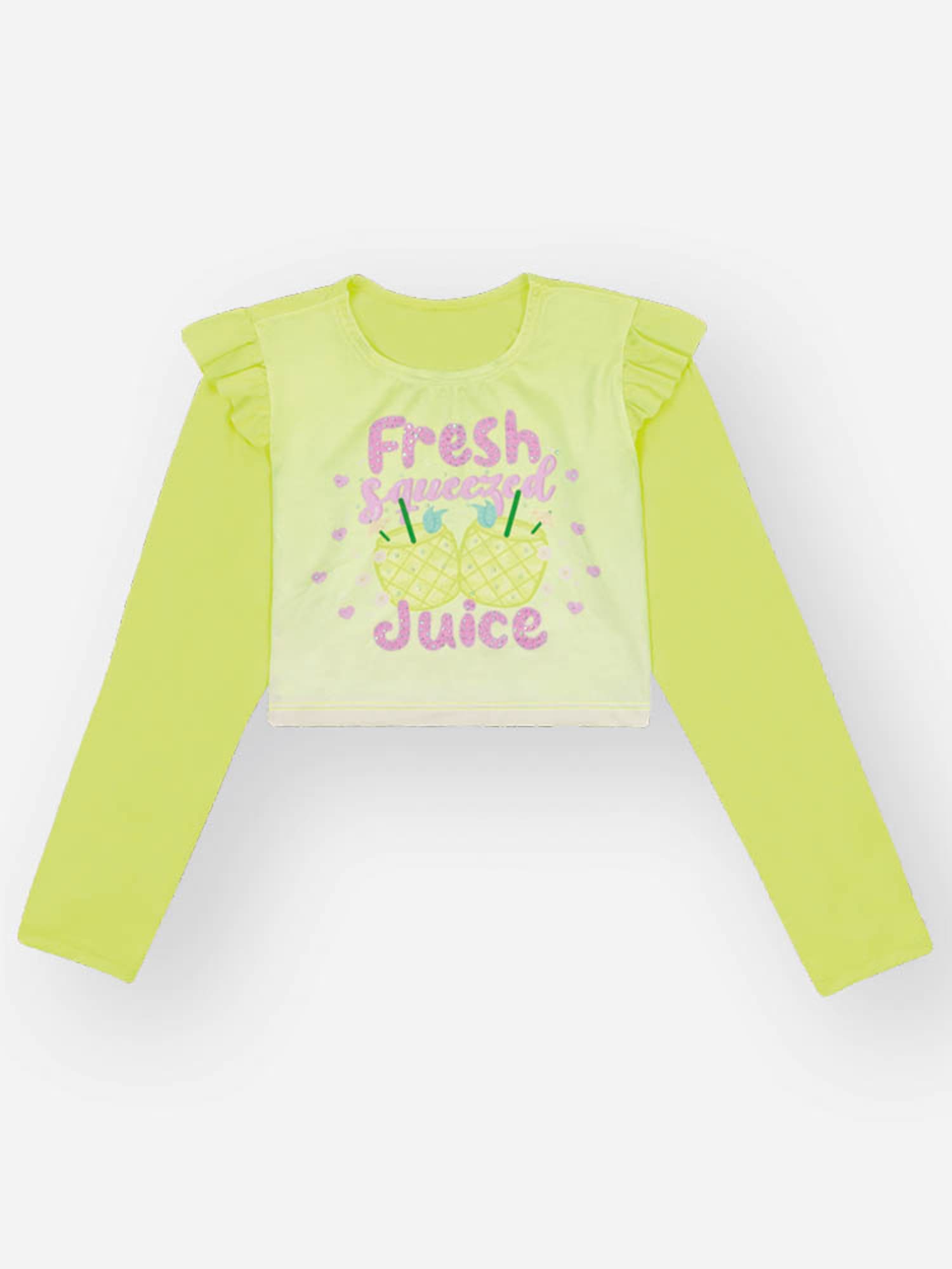 Biquíni Infantil Cinti Verão com Cropped  Manga Longa Verde Neon Fresh