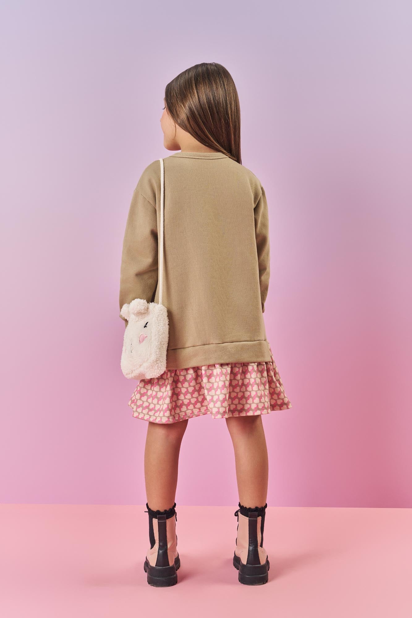 Vestido Infantil Cinti Inverno Manga Longa Ursinha