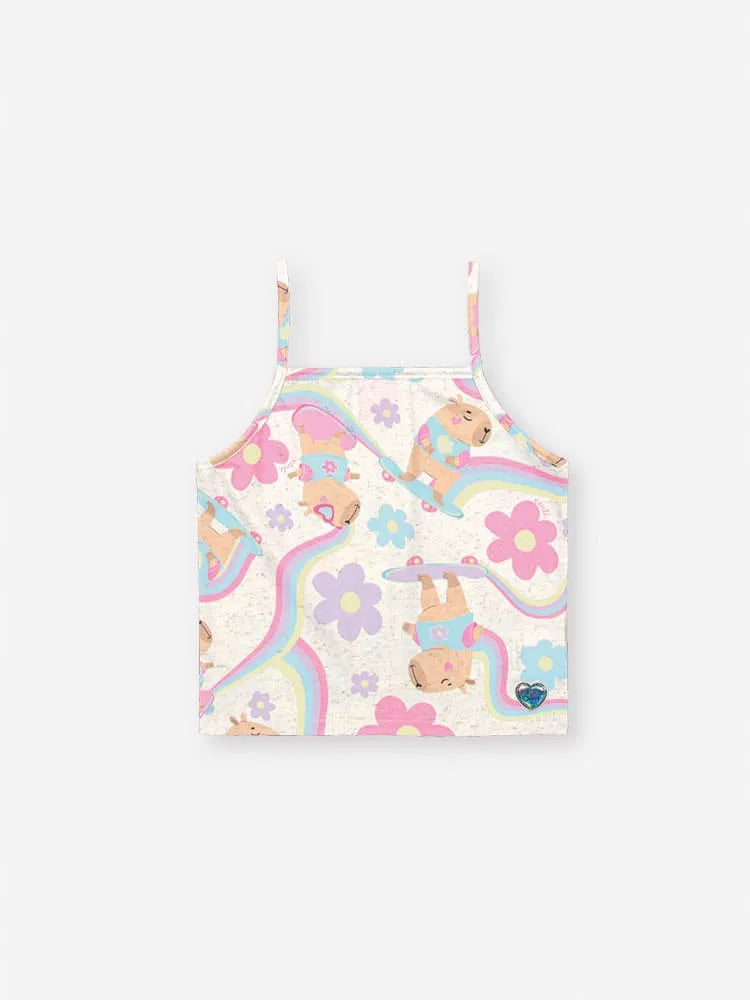 Conjunto Infantil Menina Cinti com Shorts e Blusa Capivarinha Floral
