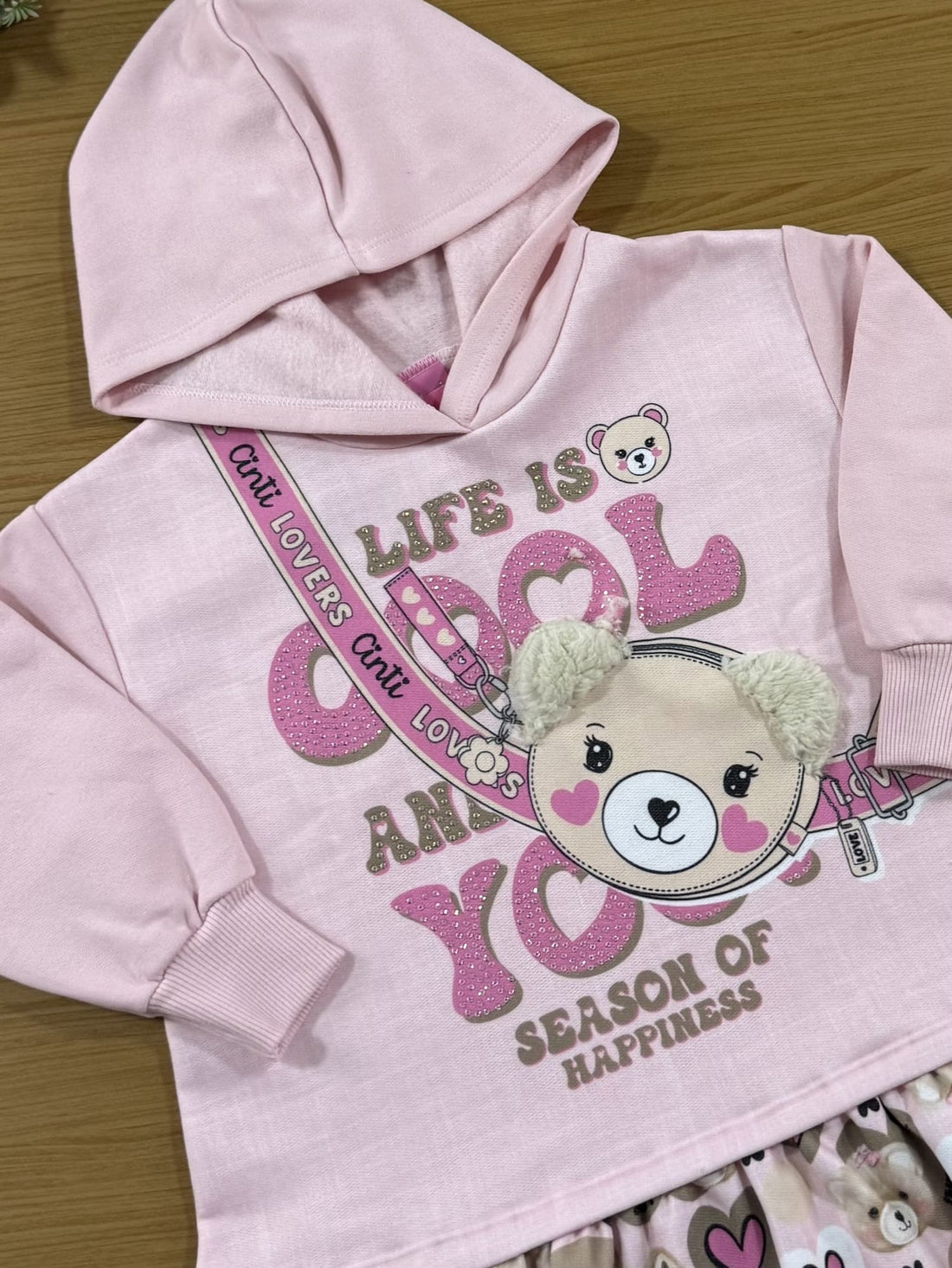 Vestido Infantil Cinti Inverno Bolsinha Rosa