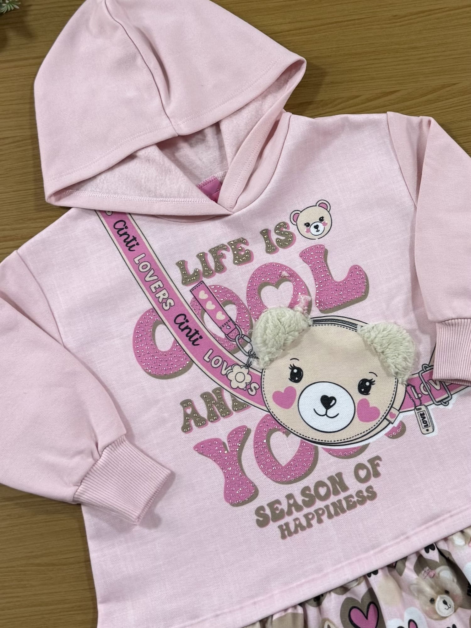 Vestido Infantil Cinti Inverno Bolsinha Rosa