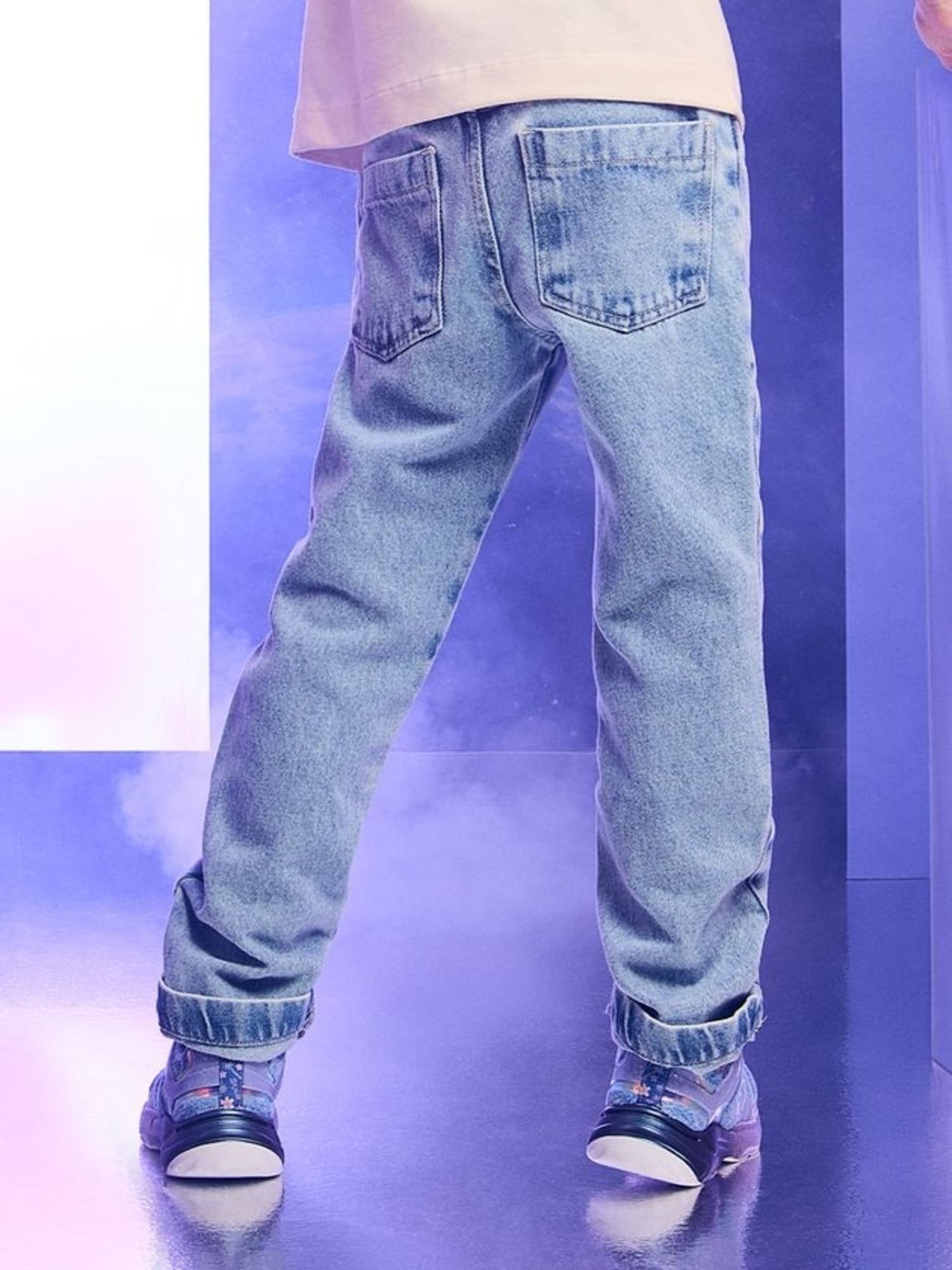 Calça Infantil Animê Inverno Jeans Stitch com Strass Disney