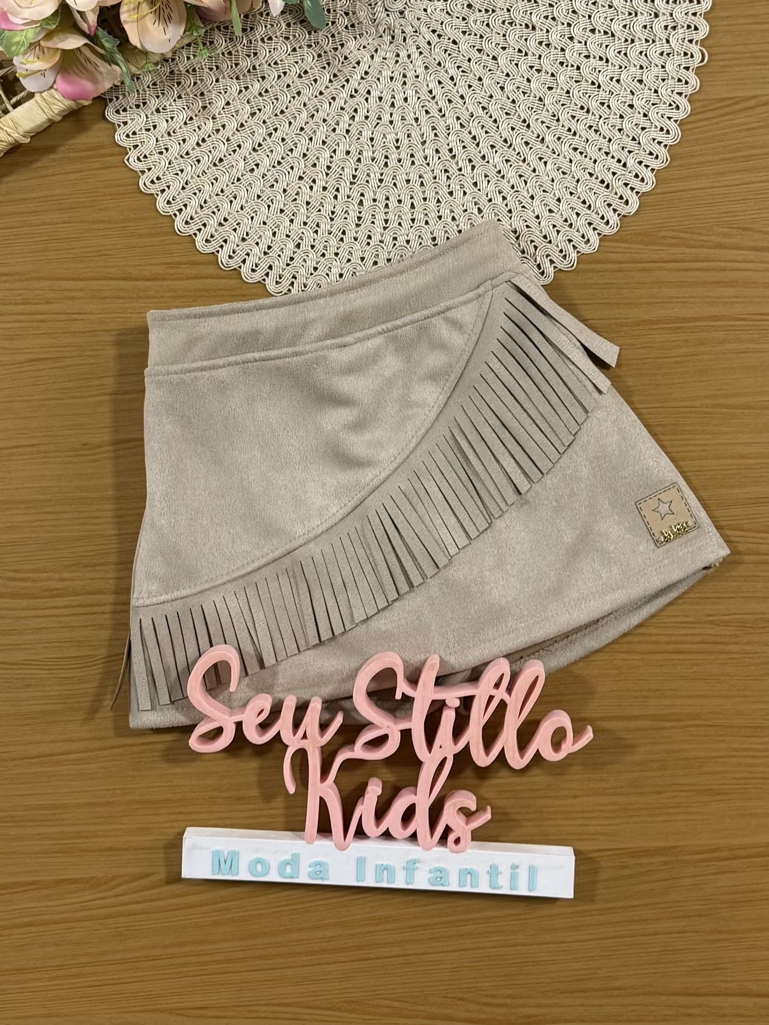 Shorts Saia Infantil Kukiê Marrom Cowboy