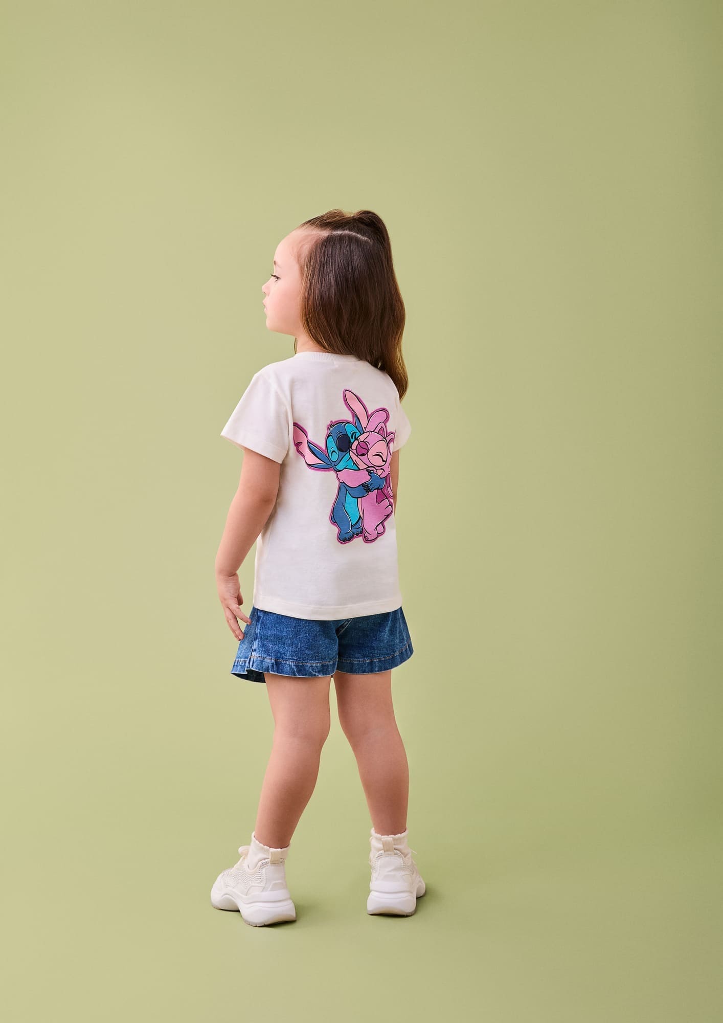 Blusa Infantil Momi Branca Angel e Stitch Disney