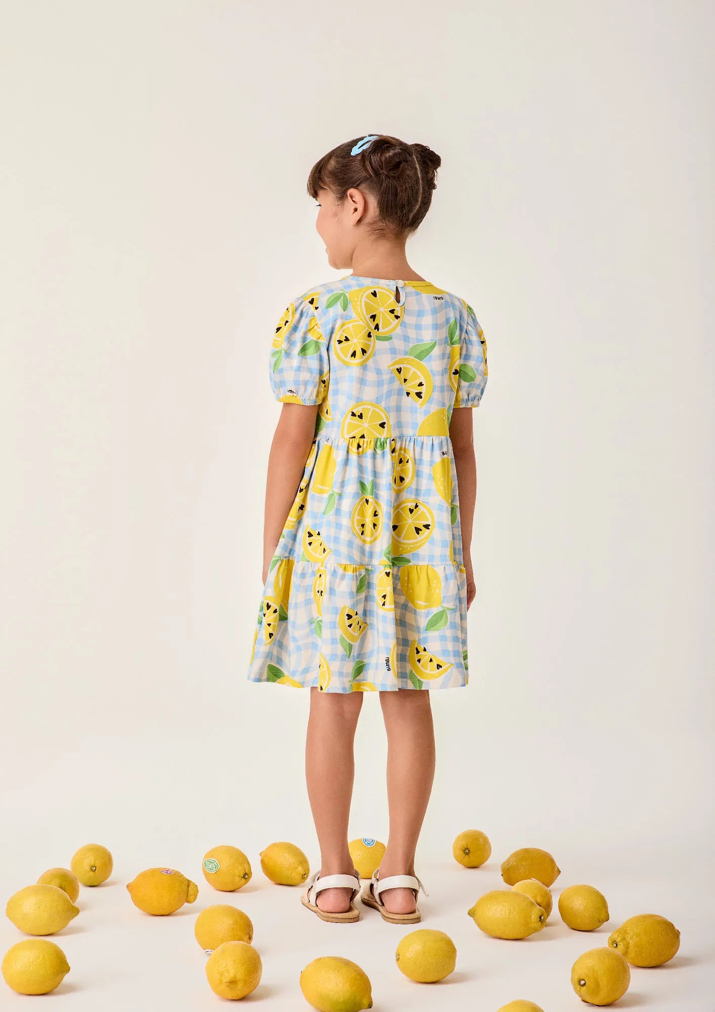 Vestido Infantil Bimbi Xadrez Azul Limões