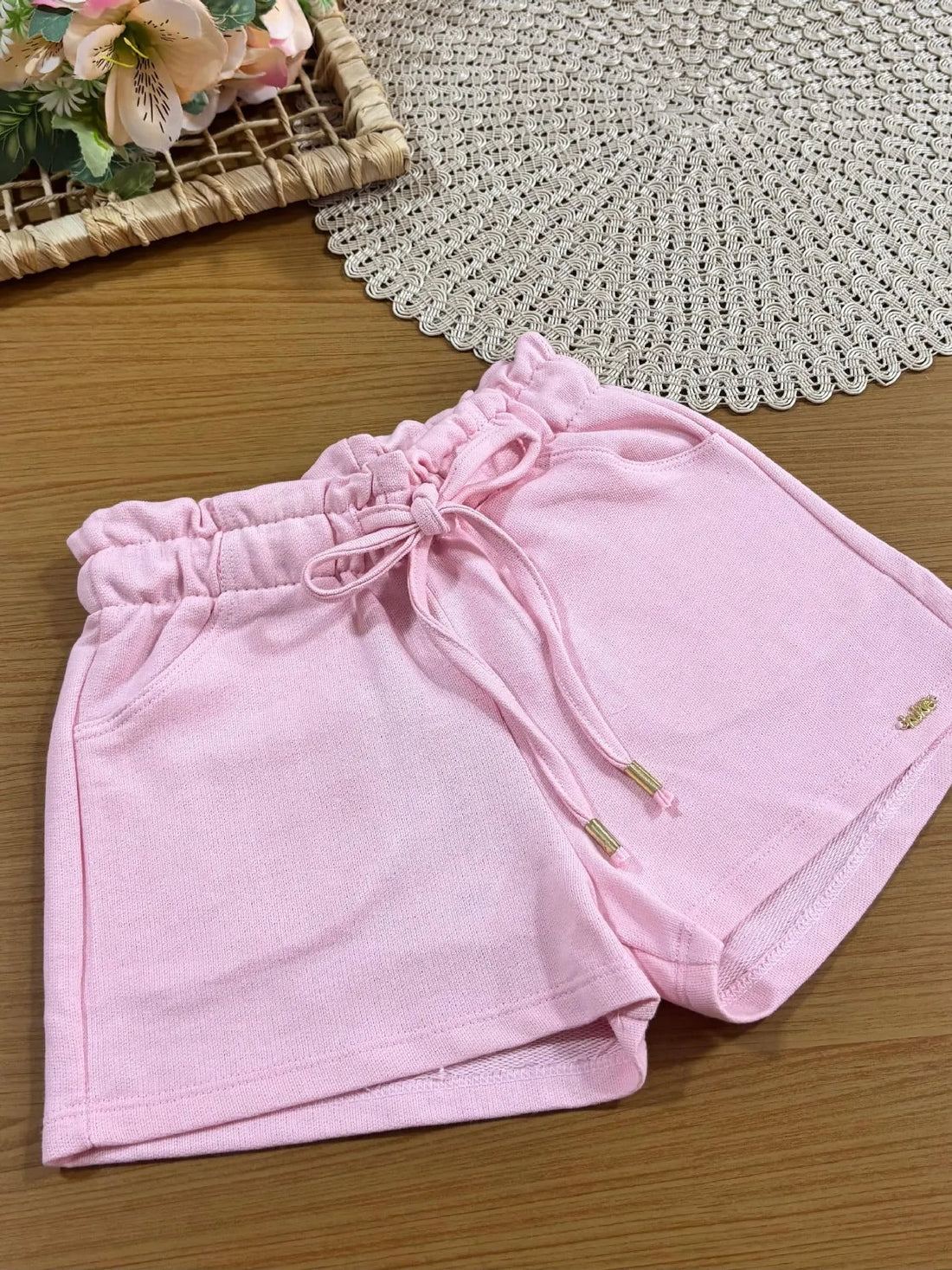 Shorts Infantil Menina Kukiê Rosa Claro