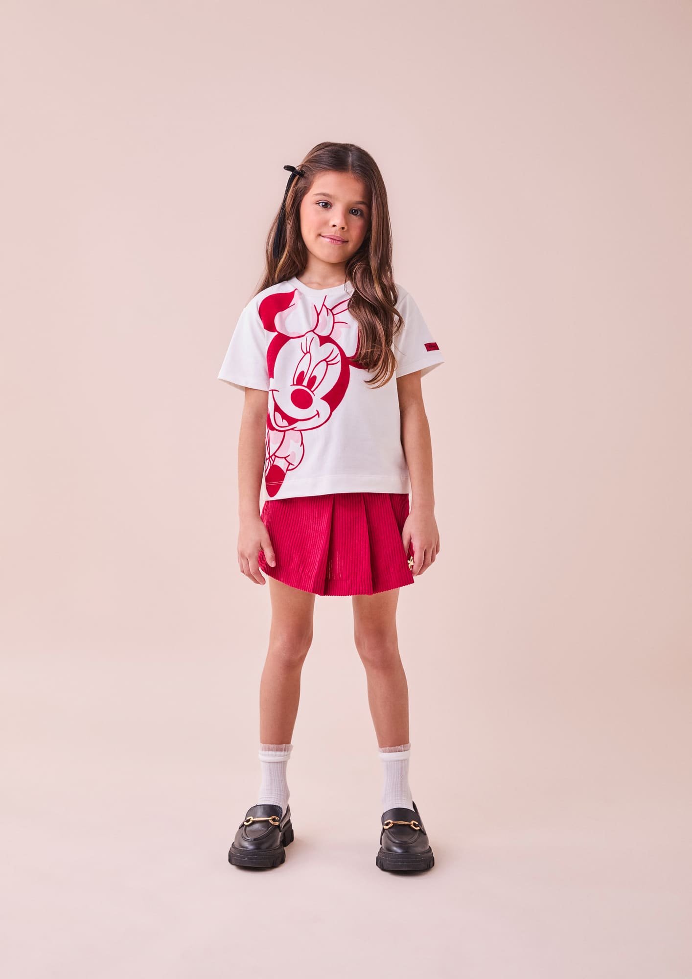 Blusa Infantil Animê Inverno Manga Longa Branca Minnie Disney