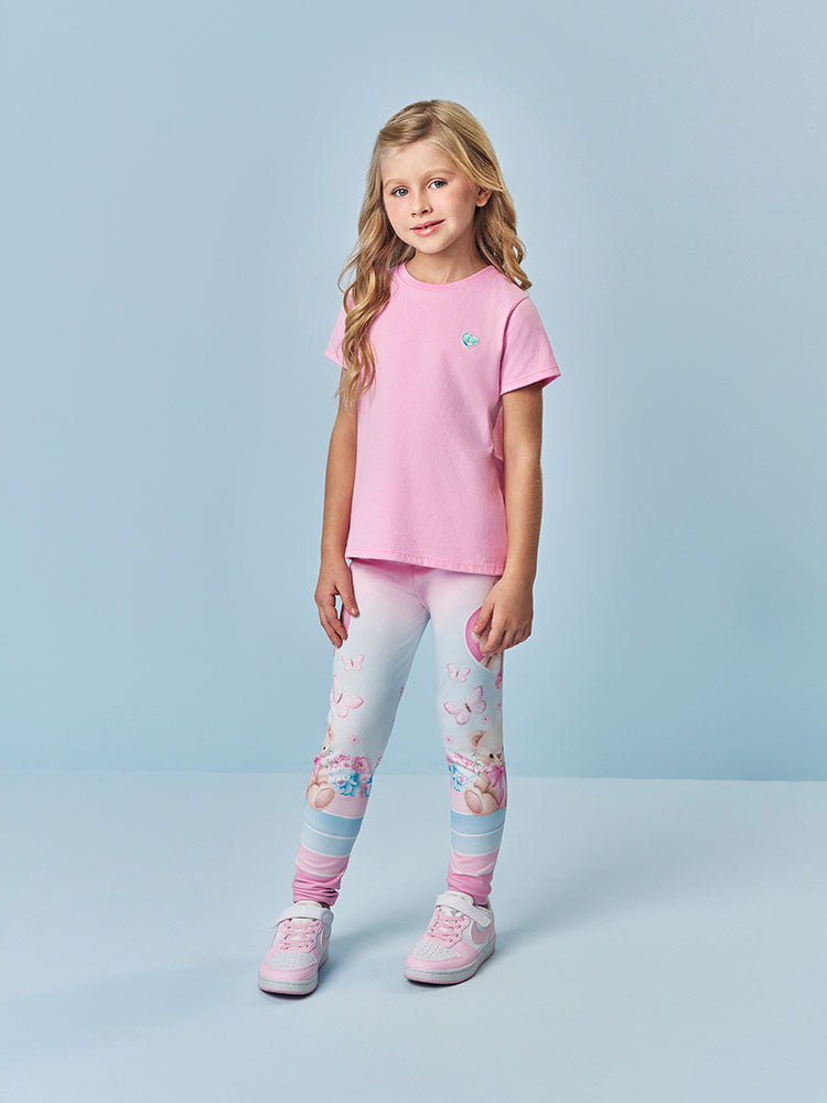 Calça Legging Infantil Cinti Verão Colorida Ursinha Floral