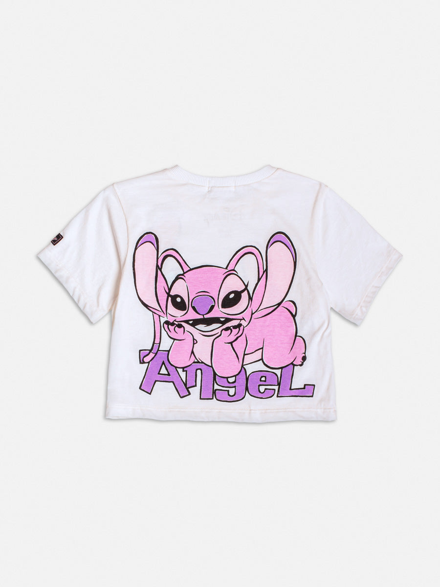 Blusa Infantil Momi Branca Stitch e Angel Disney