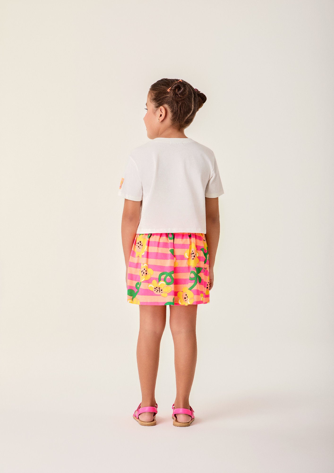 Conjunto Infantil Menina Bimbi com Saia Laranja e Blusa Branca Abelinha
