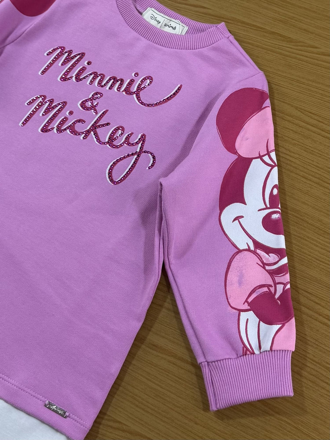 Vestido Infantil Animê Inverno Rosa Minnie e Mickey Disney