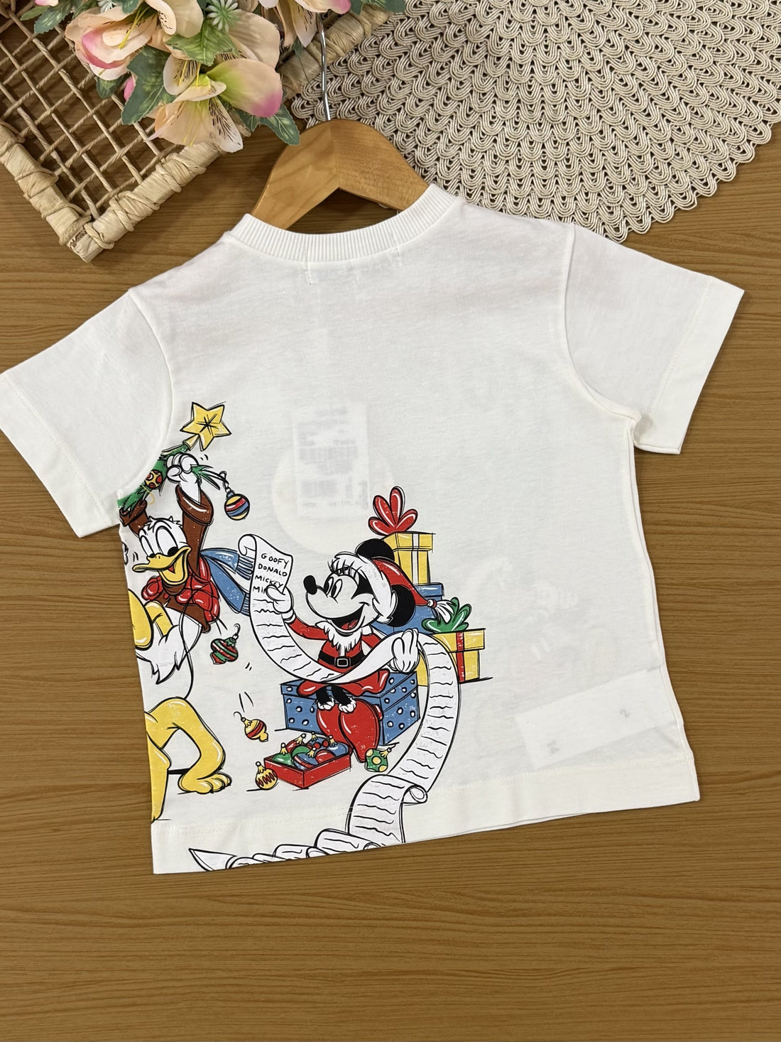 Blusa Infantil Animê Verão Branca Mickey e Amigos Natal Disney