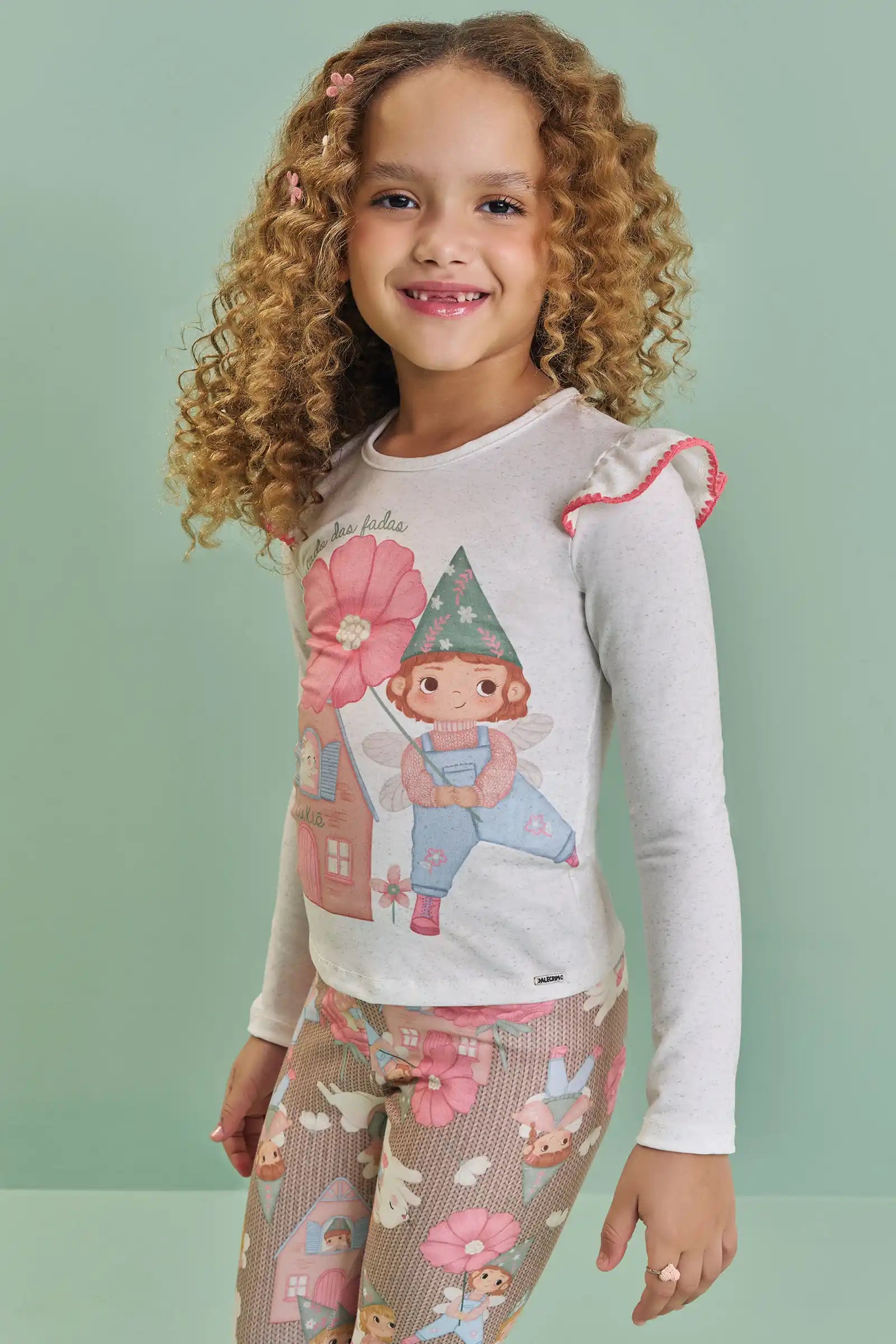 Blusa Infantil Kukiê Inverno Manga Longa Off White Fadinha
