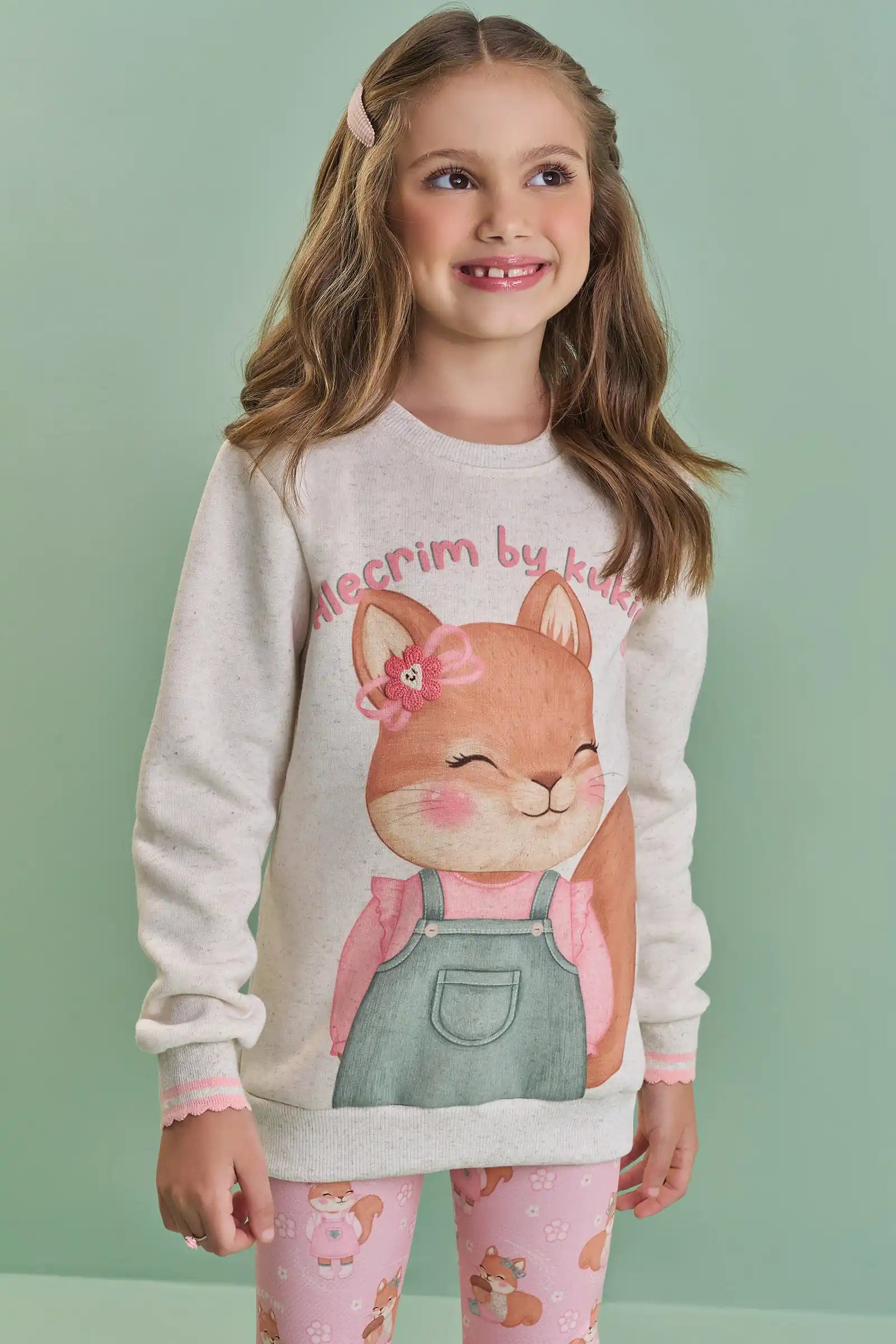 Casaco Infantil Kukiê Inverno Flanelado Off White Esquilinha