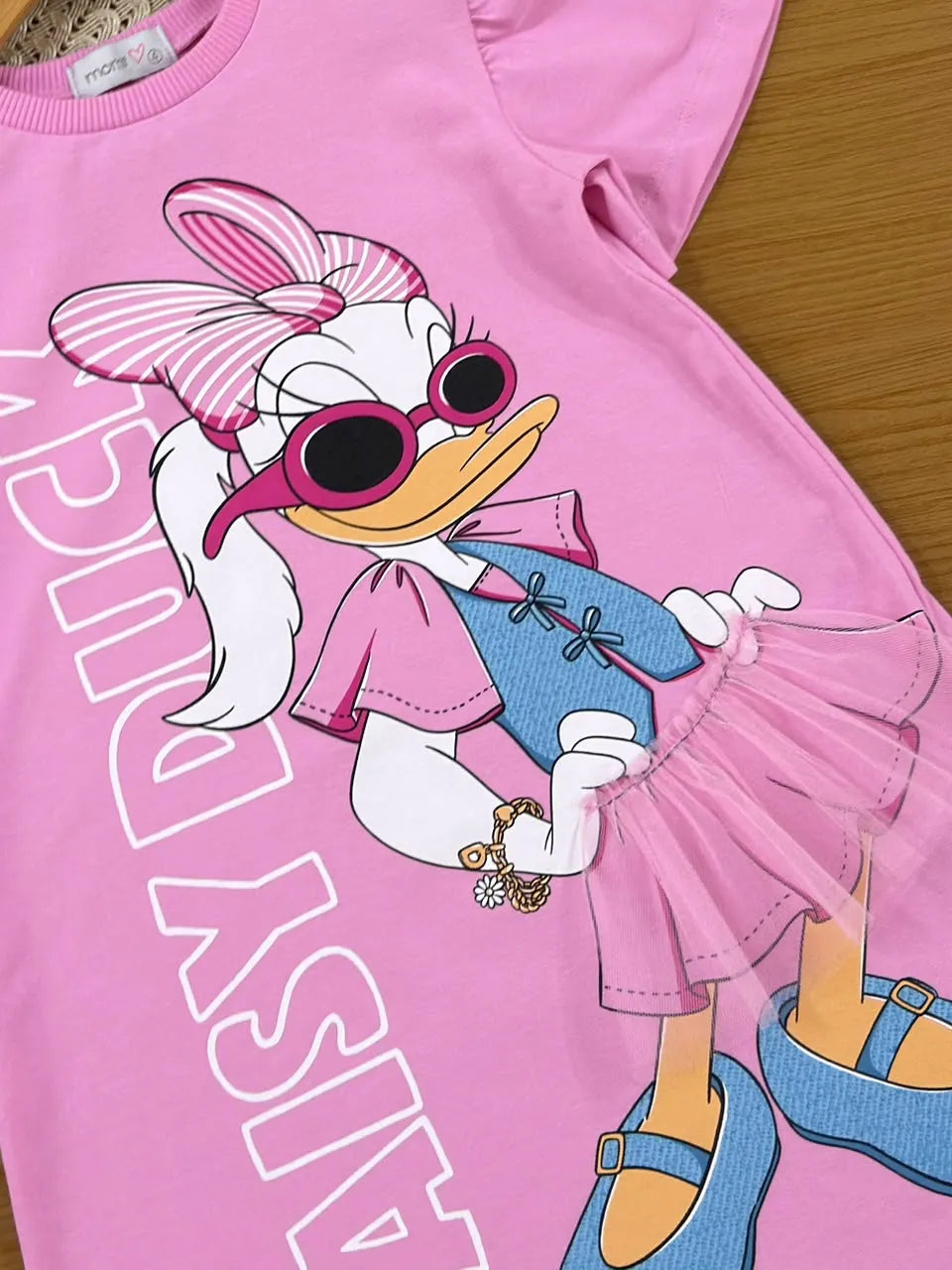 Vestido Infantil Momi Manga Curta Daisy Rosa Fashion Disney