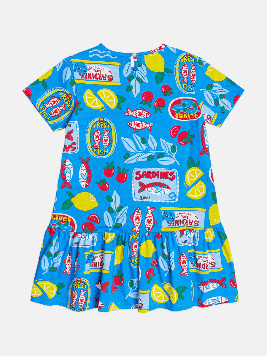 Vestido Infantil Bimbi Azul Sardinhas