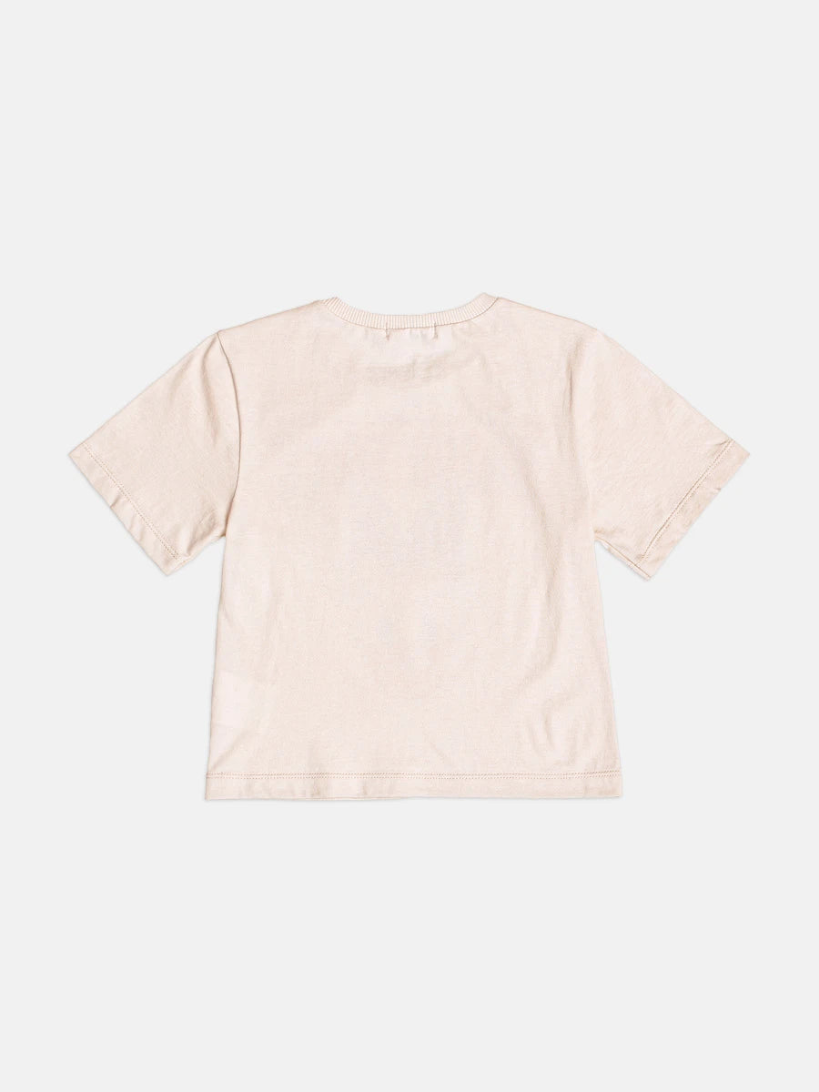Blusa Infantil Momi Inverno Manga Curta Bege Daisy Duck Cerejinha Disney
