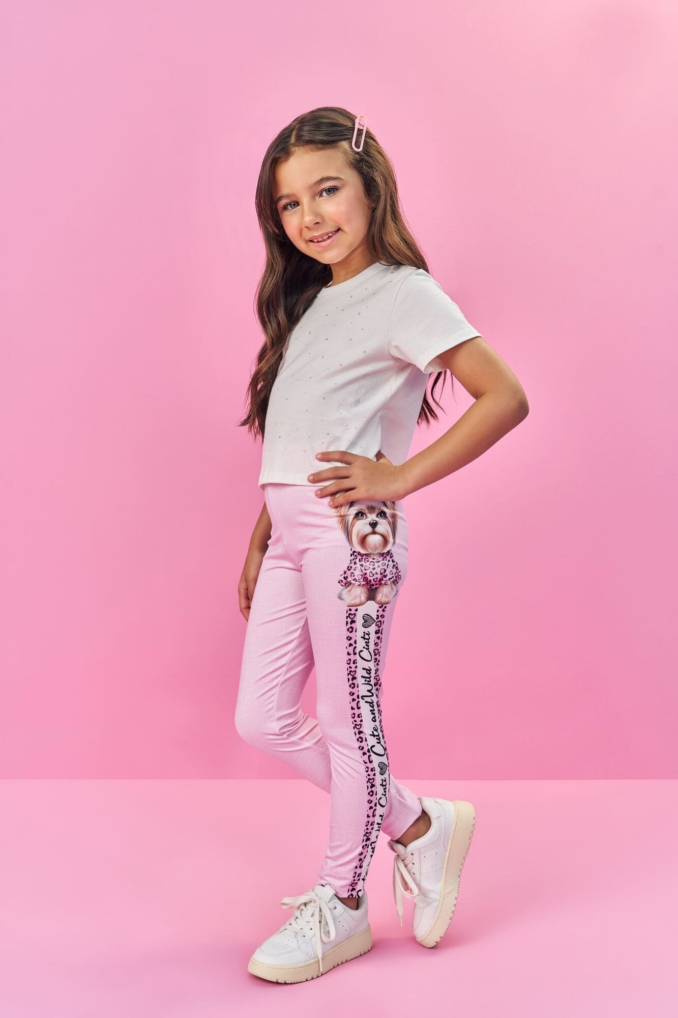 Calça Legging Infantil Cinti Verão Rosa Cachorrinha
