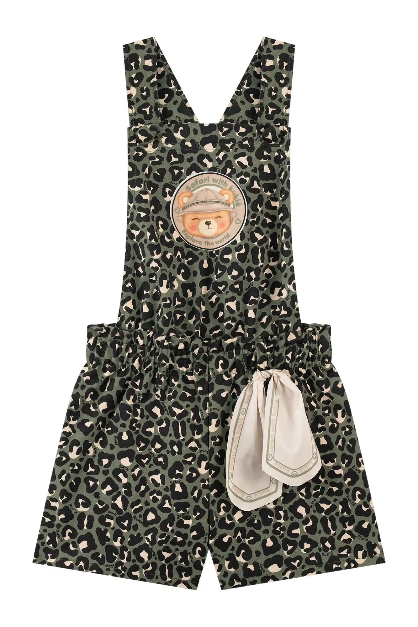 Jardineira Infantil Kukiê Inverno Verde Camuflada com Blusa Manga Longa