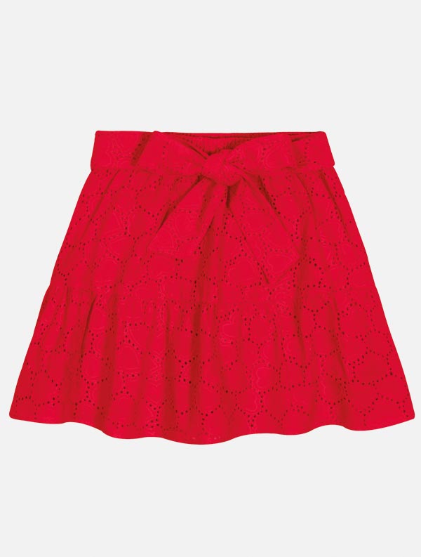 Conjunto Infantil Cinti Verão Com Saia e Blusa Vermelha Laise Natal