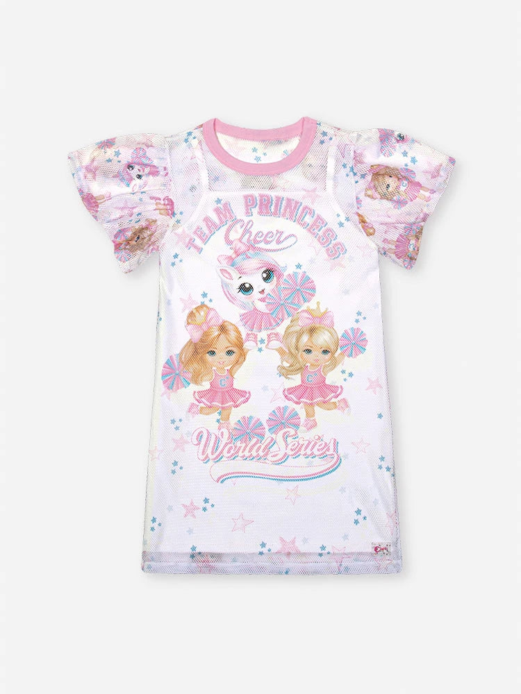 Vestido Infantil Cinti Branco com Sobreposição Unicórnio Team Princes