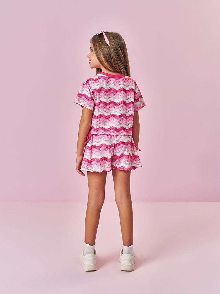 Conjunto Infantil Cinti Verão com Shorts e Blusa Tricô 3D