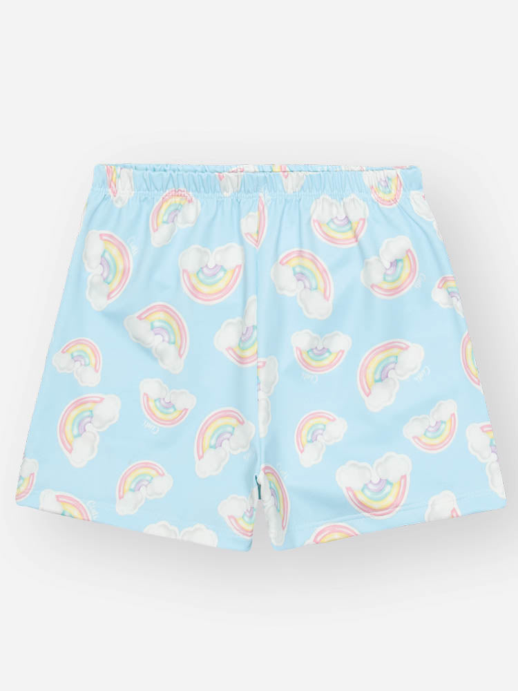 Pijama Infantil Cinti Verão com Shorts e Blusa Azul Unicórnio Magical