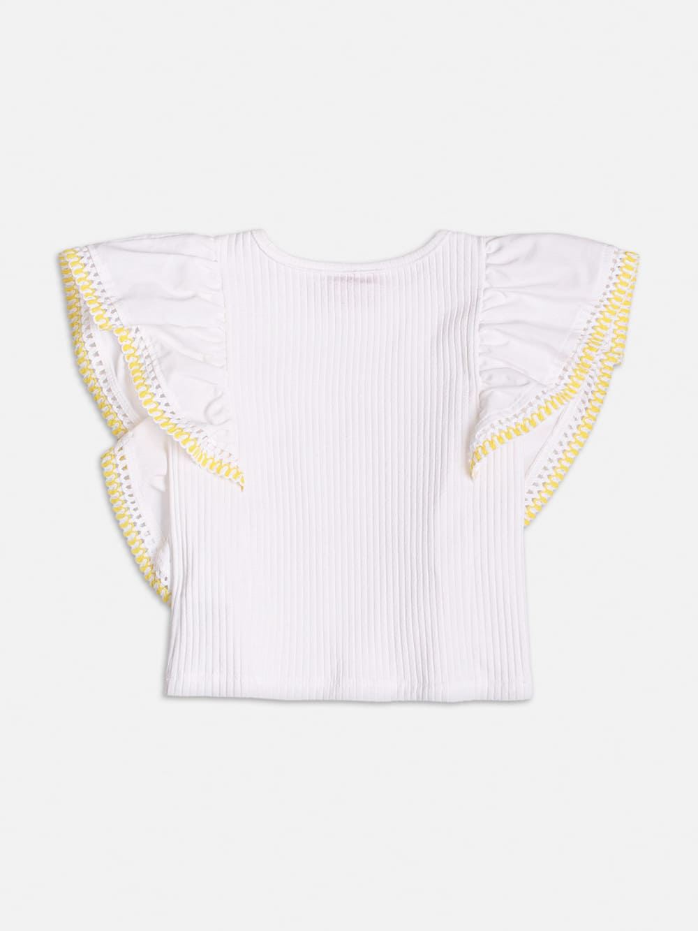 Blusa Infantil Momi Verão Canelada Com Babados Off White
