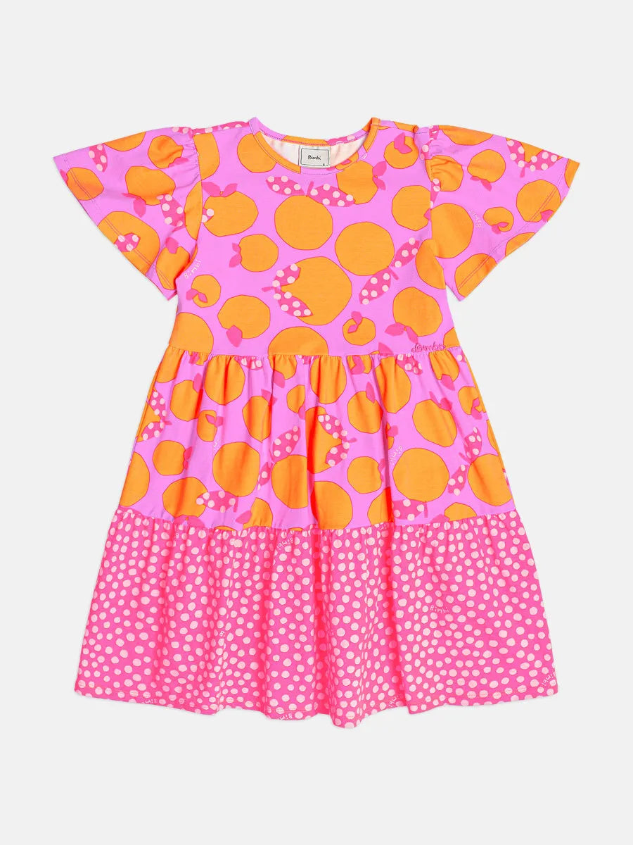 Vestido Infantil Bimbi Roxo Laranjinhas
