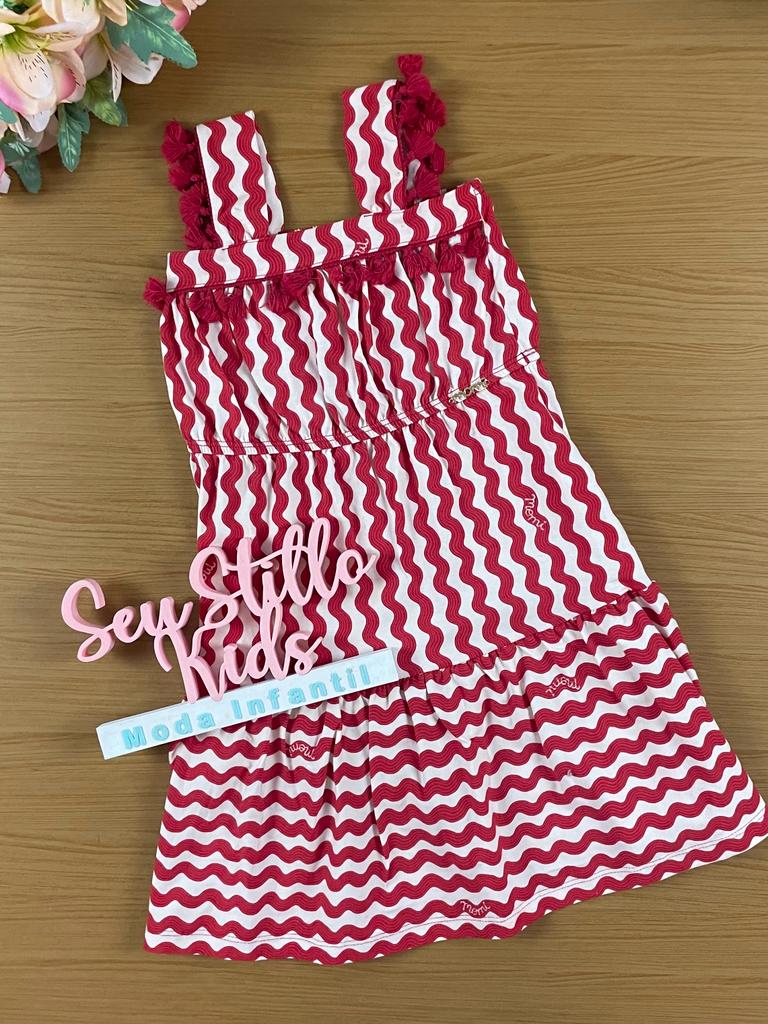 Vestido Infantil Momi Verão Ondas Vermelhas