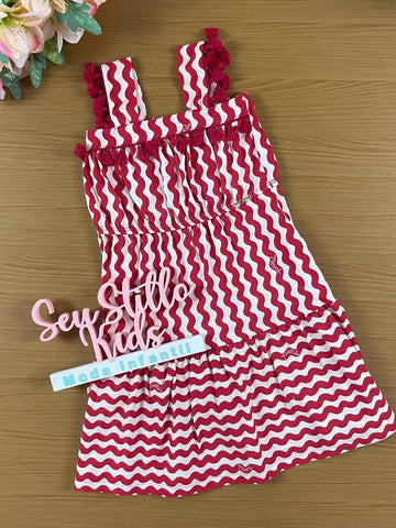 Vestido Infantil Momi Verão Ondas Vermelhas
