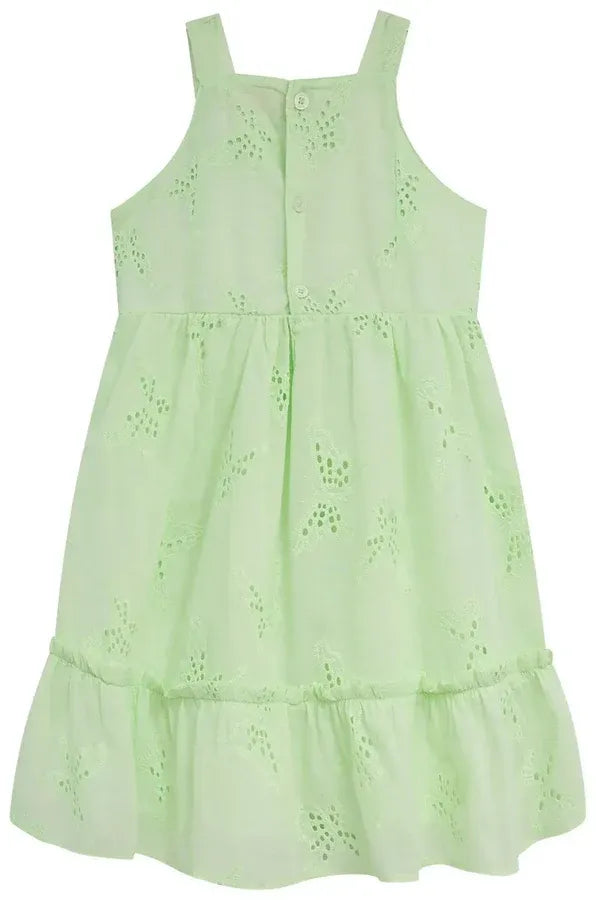 Vestido Infantil Kukiê Verde Borboletas Bordadas