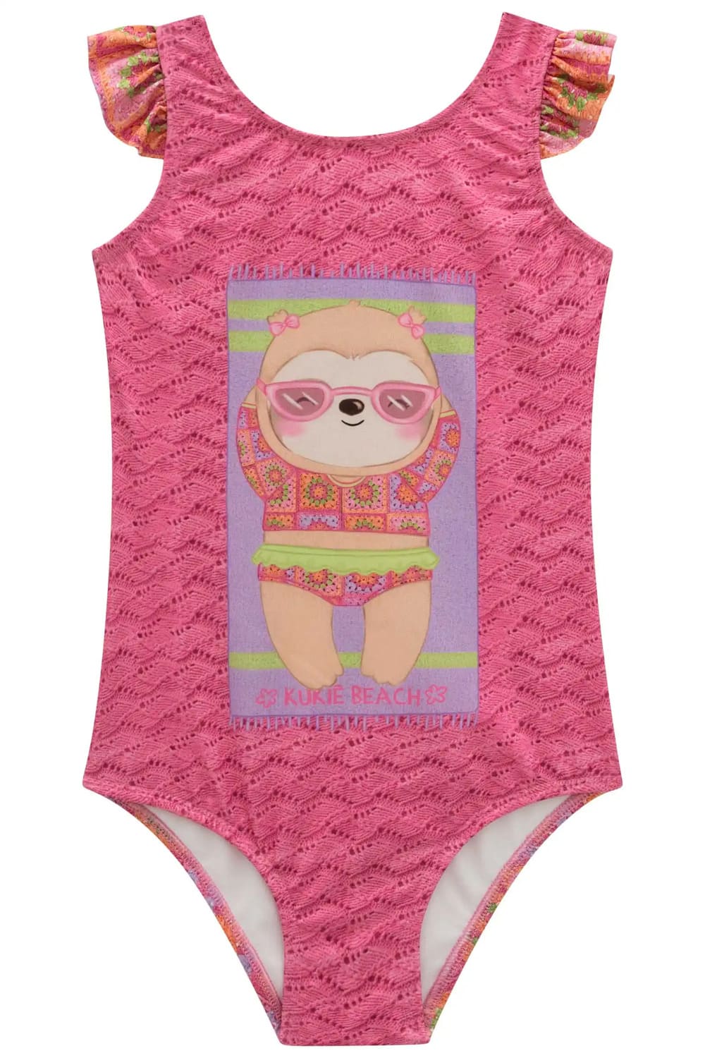 Maiô Infantil Kukie Verão Rosa Bichinho Preguiça