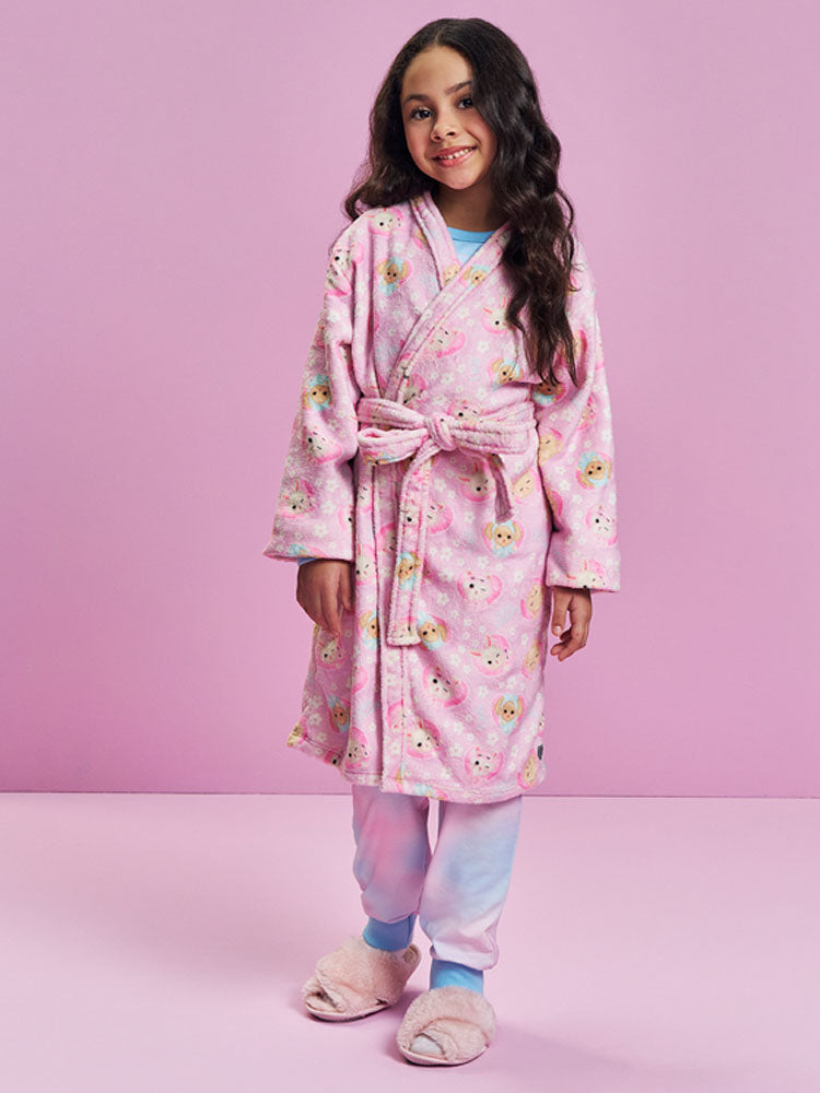 Roupão Infantil Cinti Inverno Rosa Bichinhos