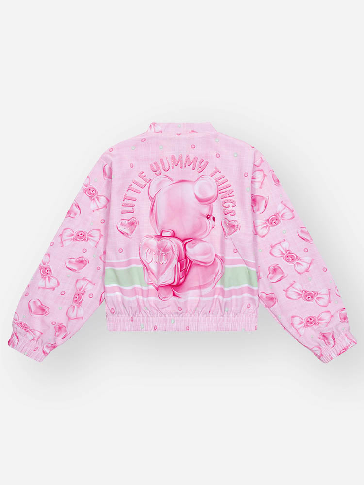 Jaqueta Infantil Cinti Verão Rosa Ursinha Docinhos