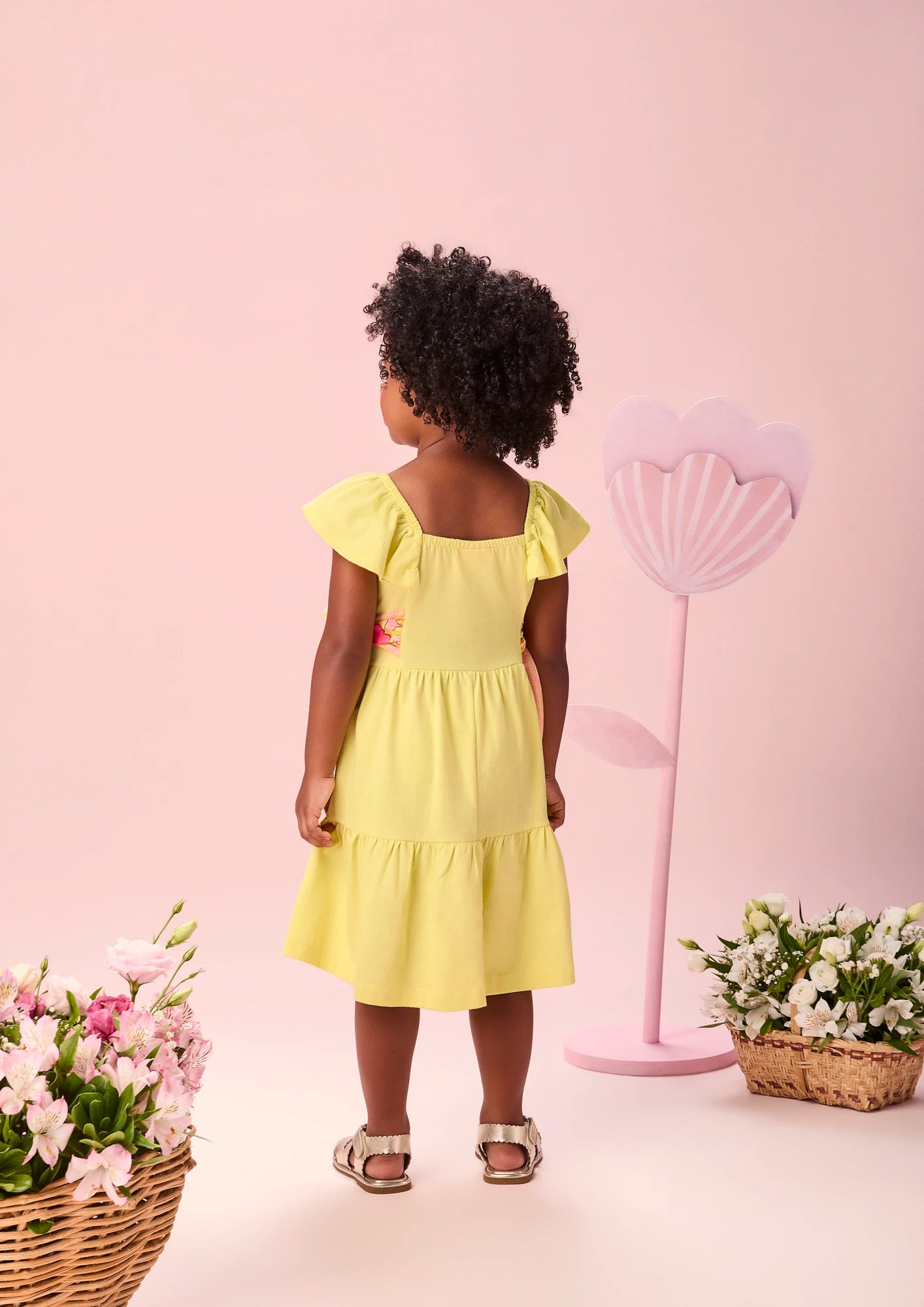 Vestido Infantil Momi Amarelo com Lacinho Corções