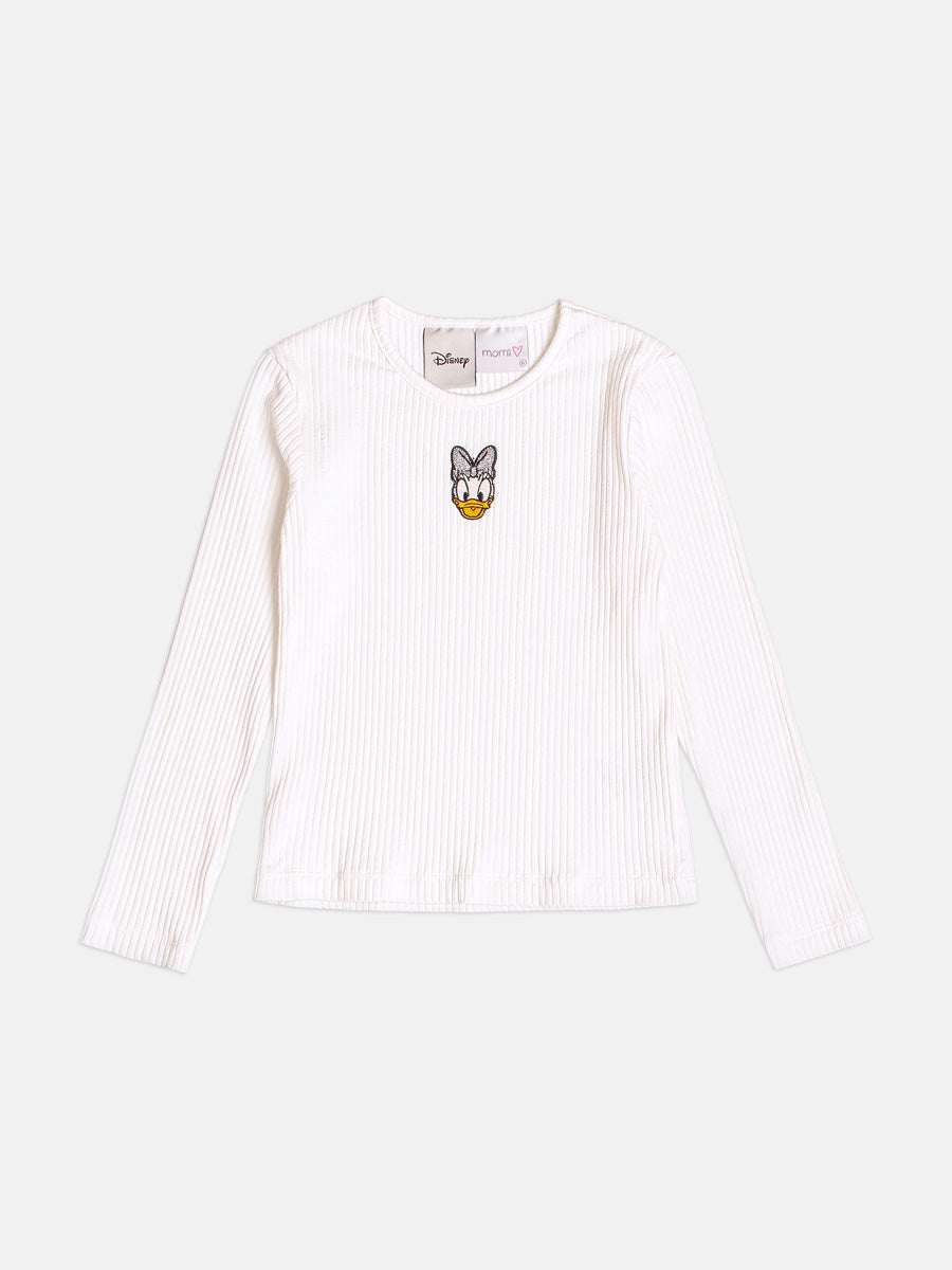 Blusa Infantil Momi Inverno Manga Longa Branca Daisy Disney