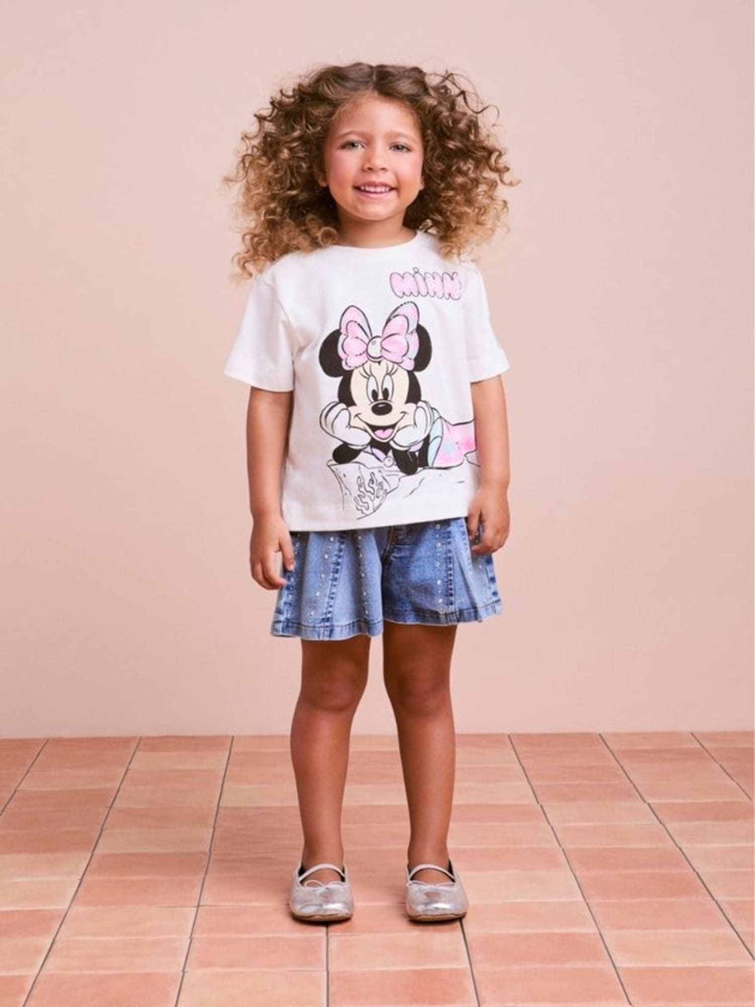 Blusa Infantil Animê Verão Branca Minnie Sereia Disney