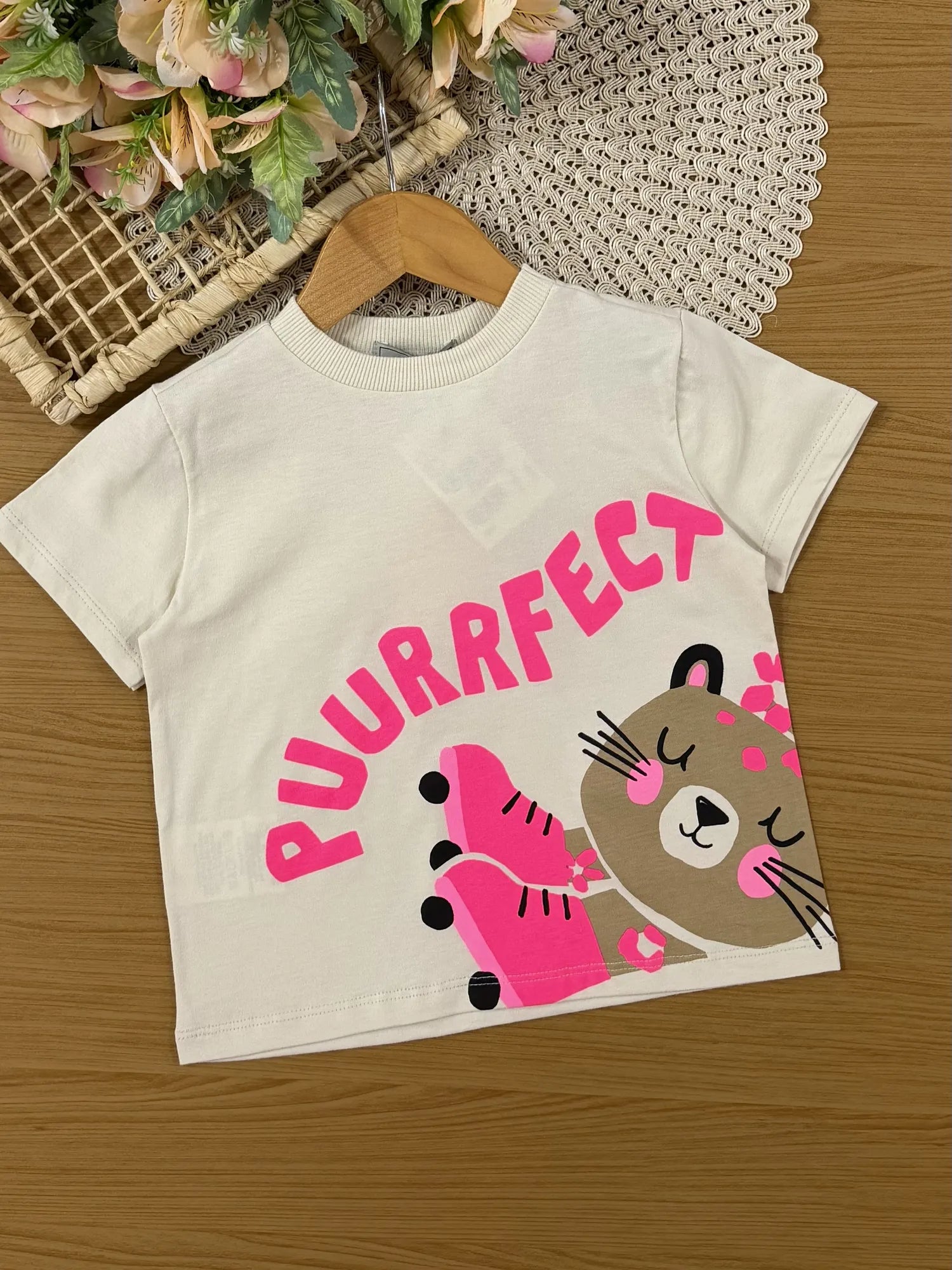Conjunto Infantil Bimbi Inverno com Shorts Saia e Blusa Manga Curta Tigrinha