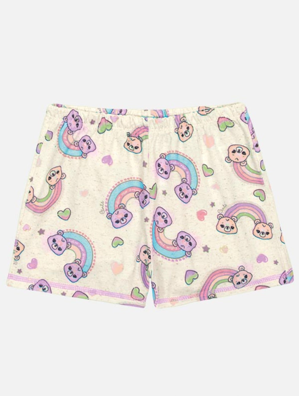 Pijama Infantil Cinti Verão Shorts e Blusa Ursinho Lilás