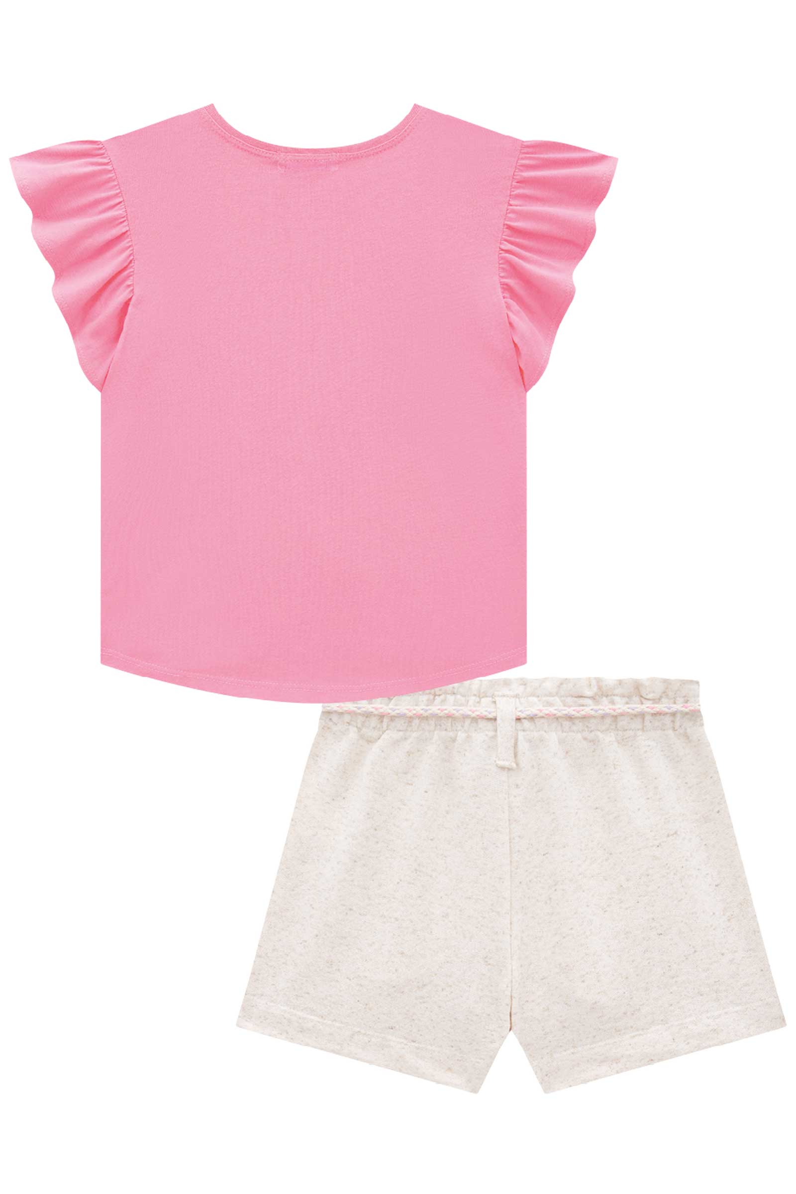 Conjunto Infantil Kukie Alecrim Verão Shorts e Blusa Rosa Fadinha
