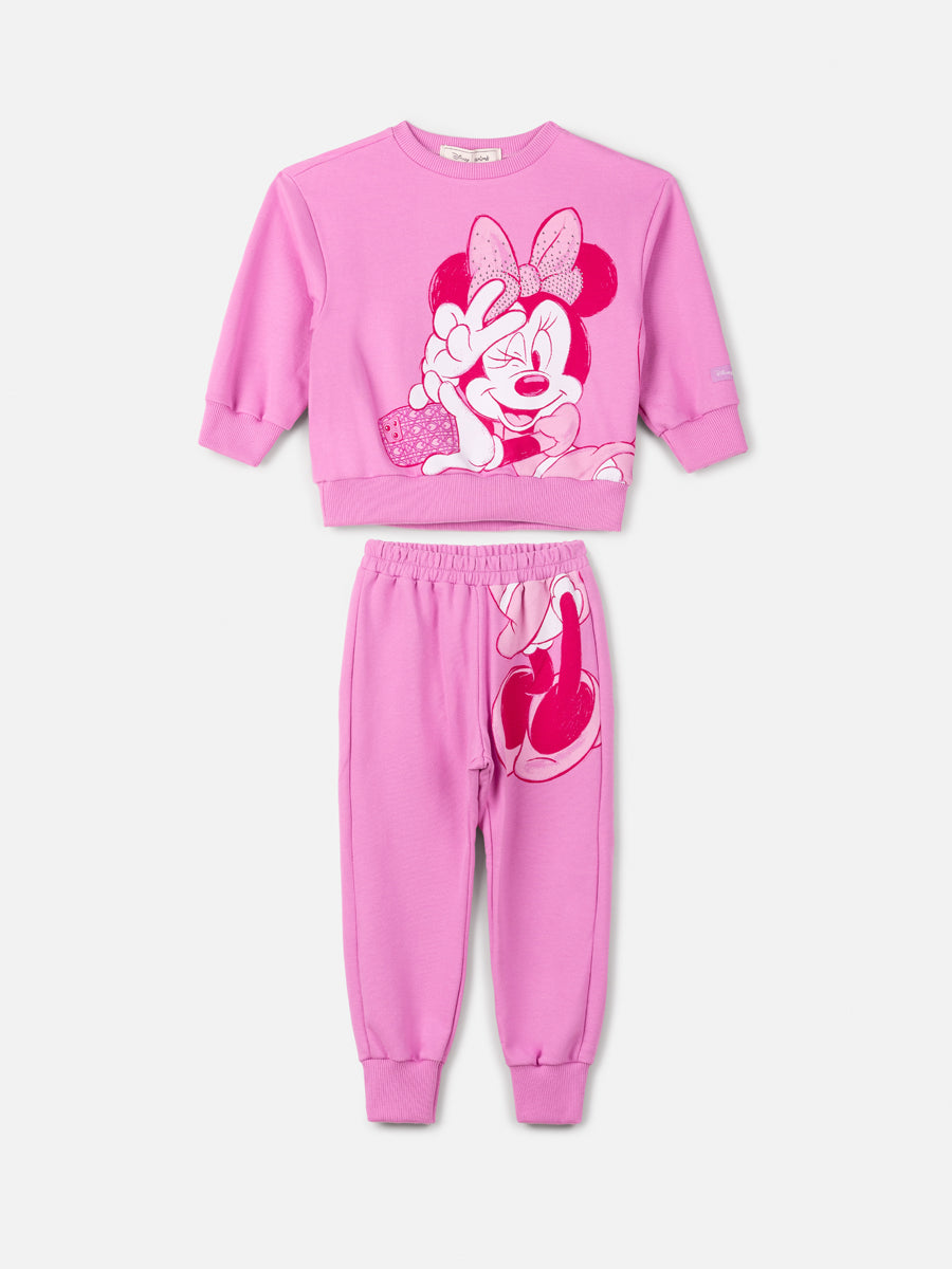 Conjunto Infantil Animê Calça e Moletom Rosa Minnie Disney