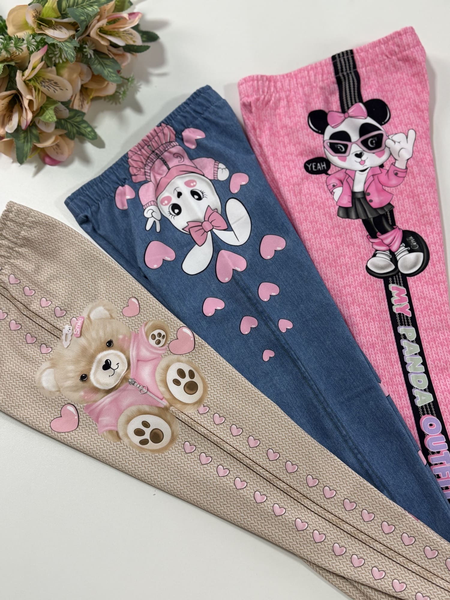 Calça Legging Infantil Cinti Inverno Térmica Azul Jeans Coelho